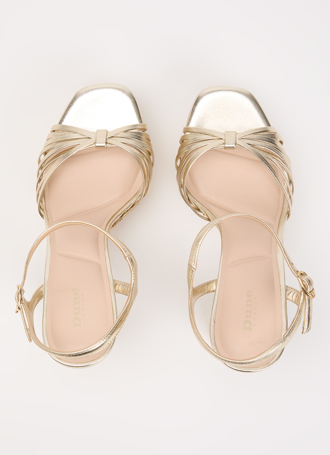 Dune London Minogue sandalette van leer met metallic finish - detail 3 goud