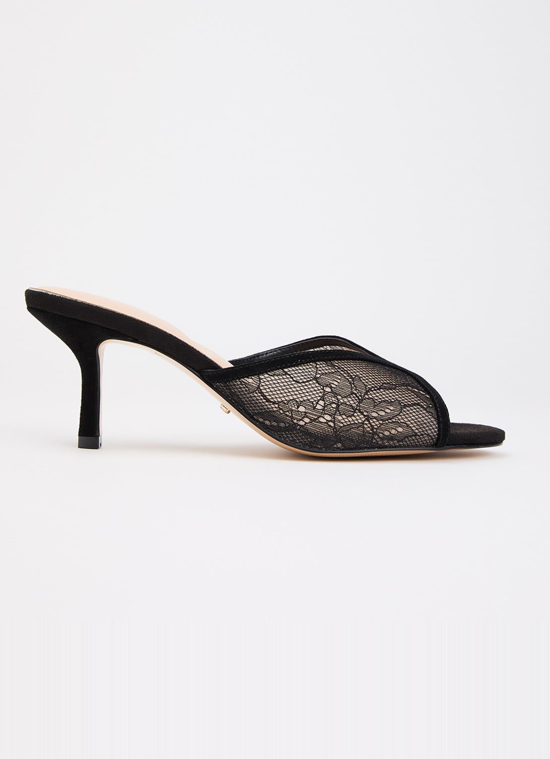 Dune London Monarch muiltje met details van kant - voorkant 5 zwart