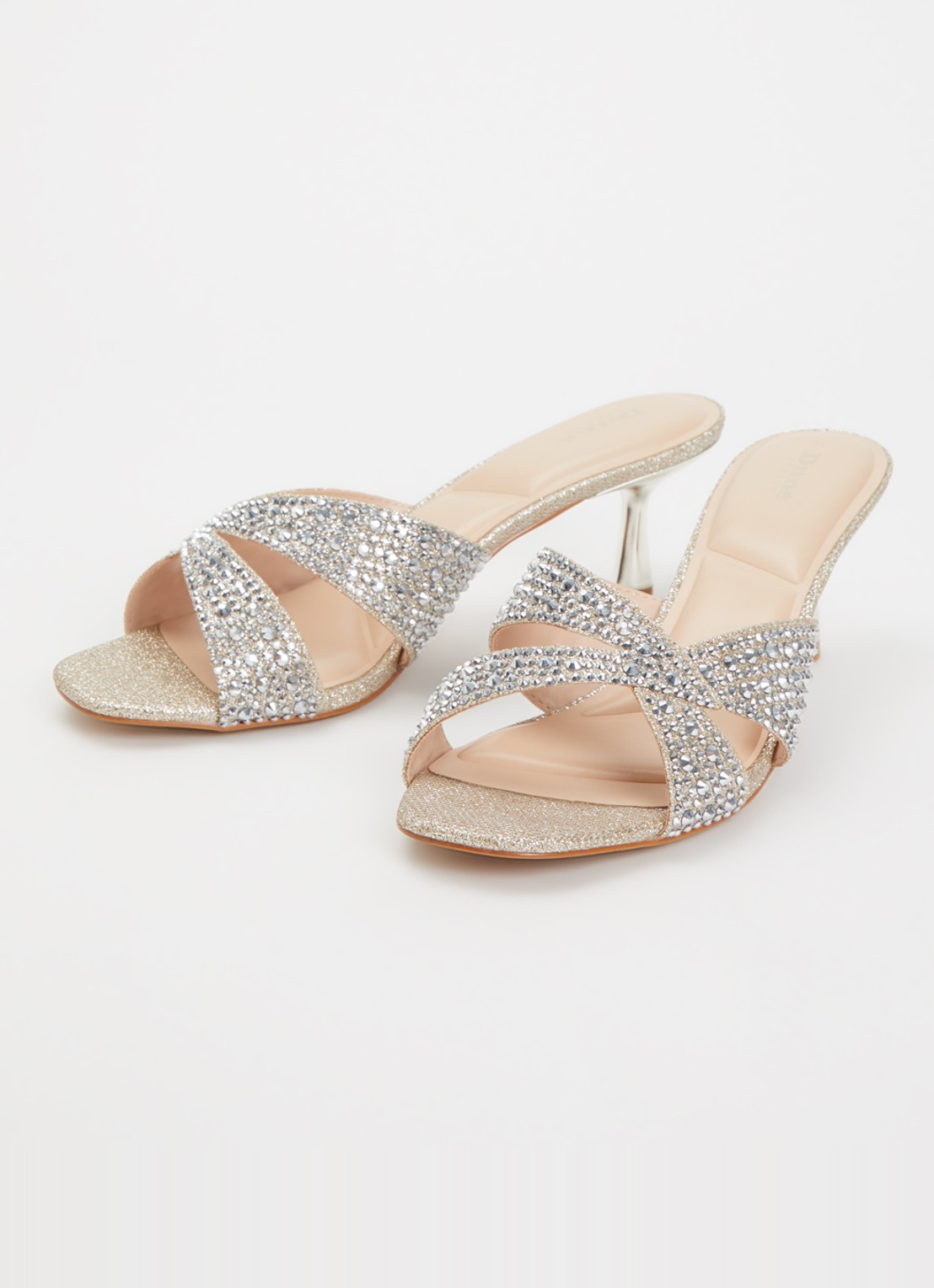 Dune London Monette muiltje met glitter en strass - detail 3 goud