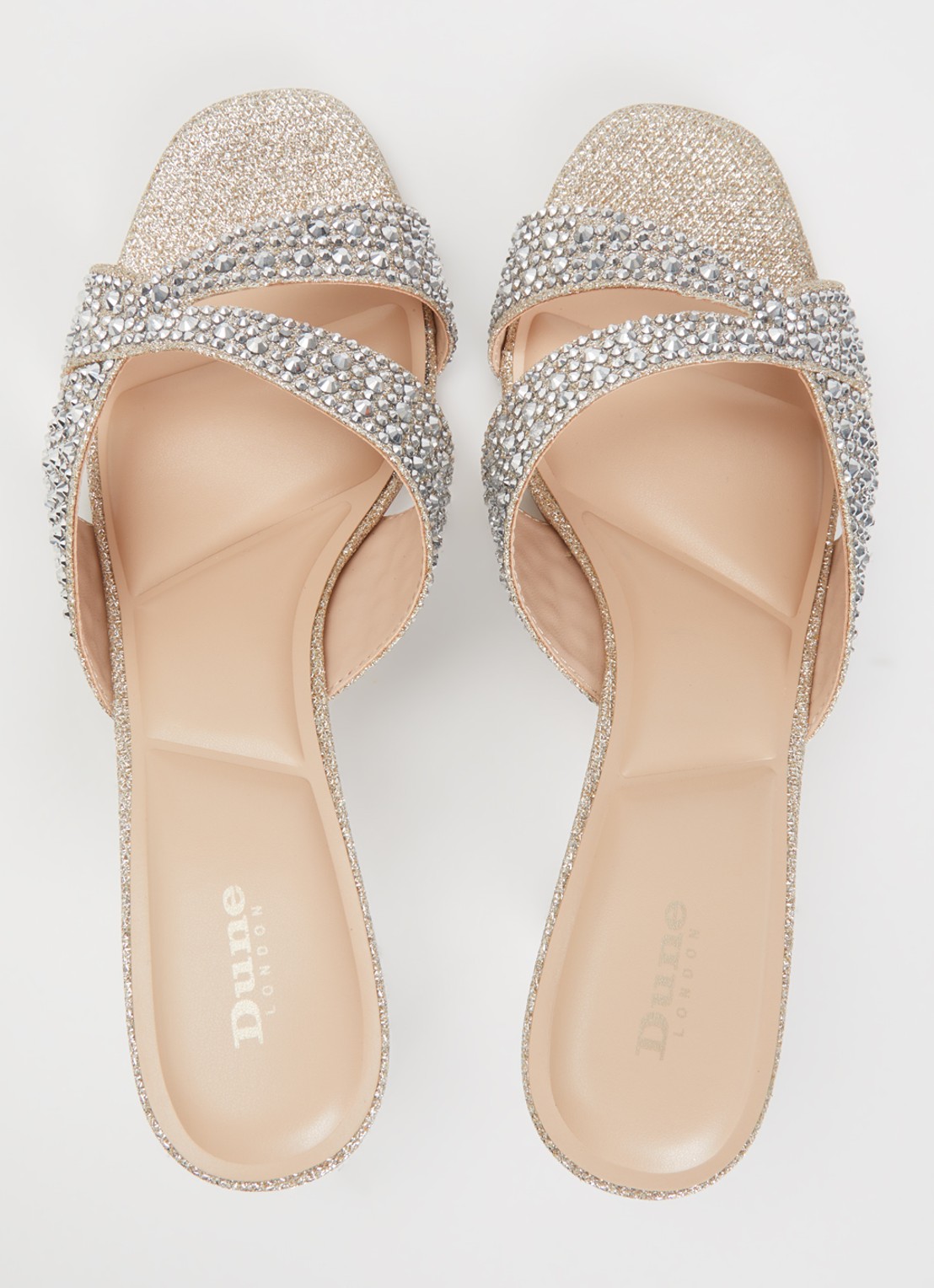 Dune London Monette muiltje met glitter en strass - detail 4 goud