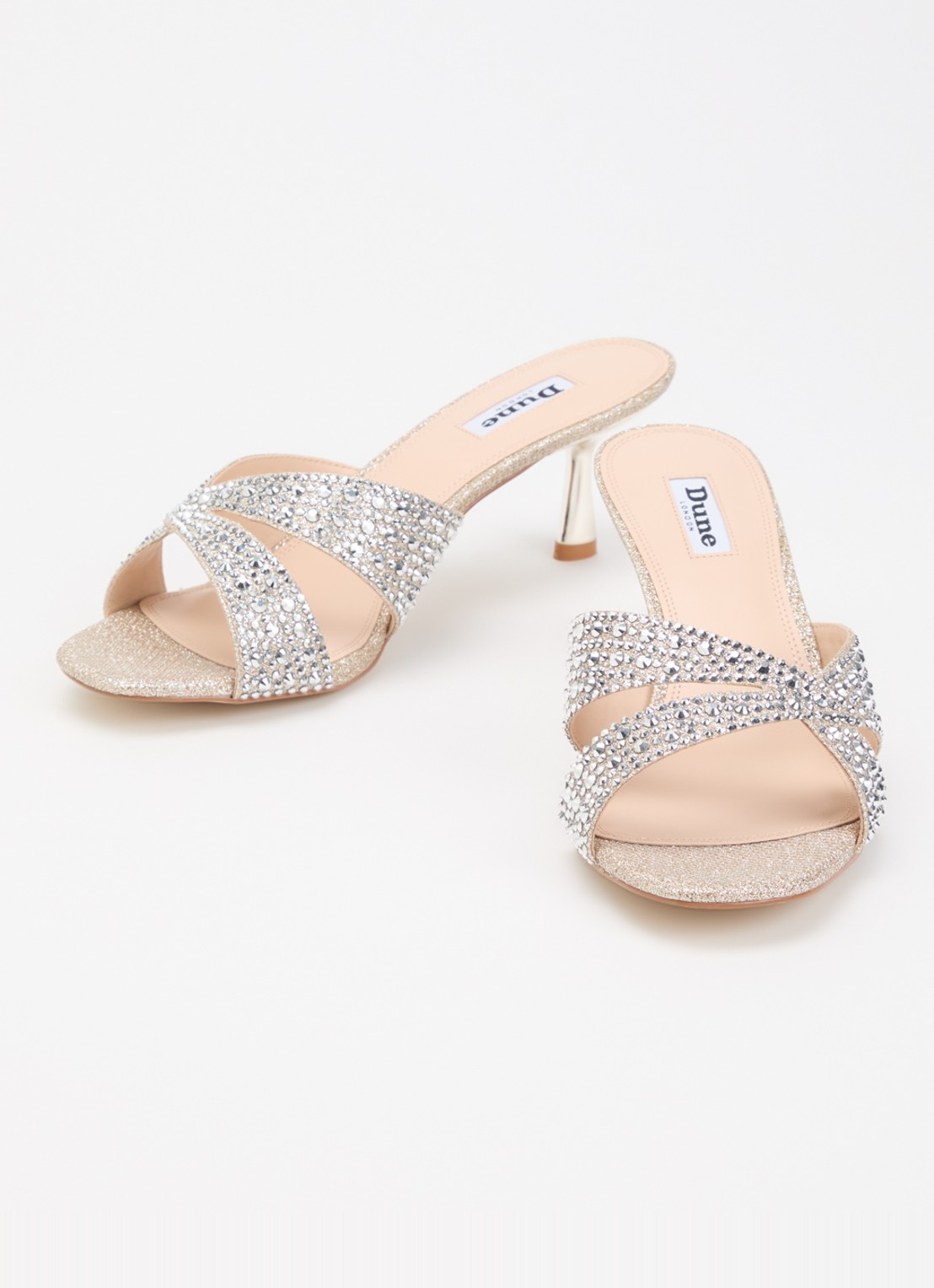 Dune London Monette muiltje met strass  - detail zilver