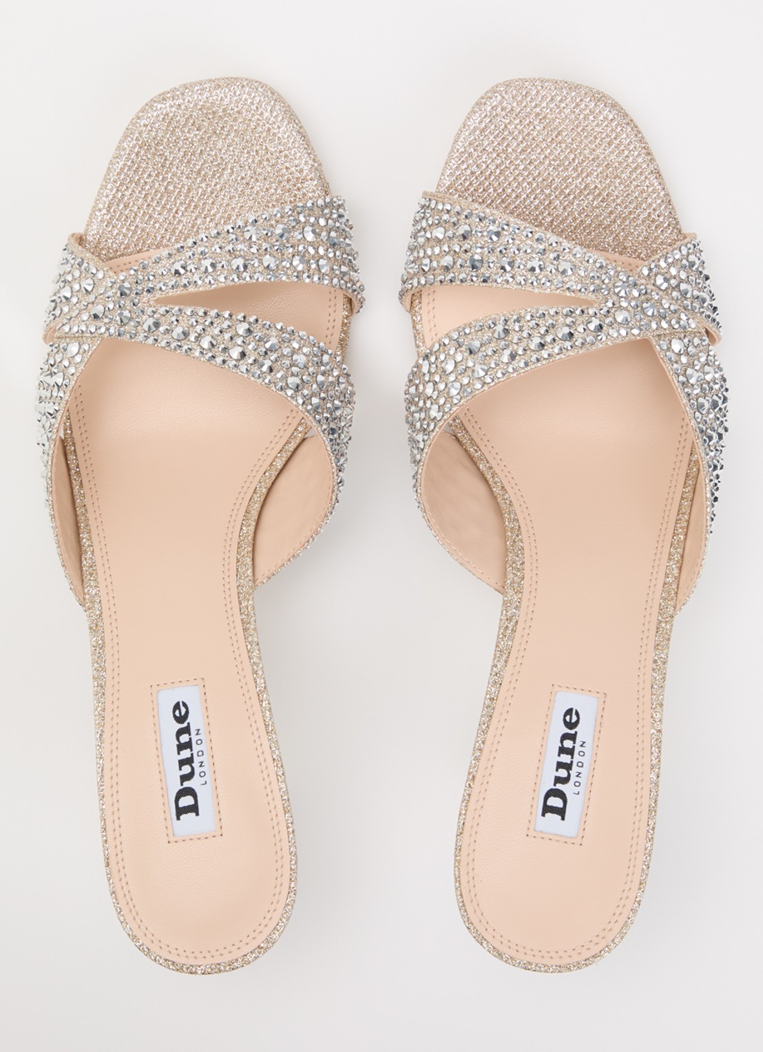 Dune London Monette muiltje met strass  - detail 2 zilver