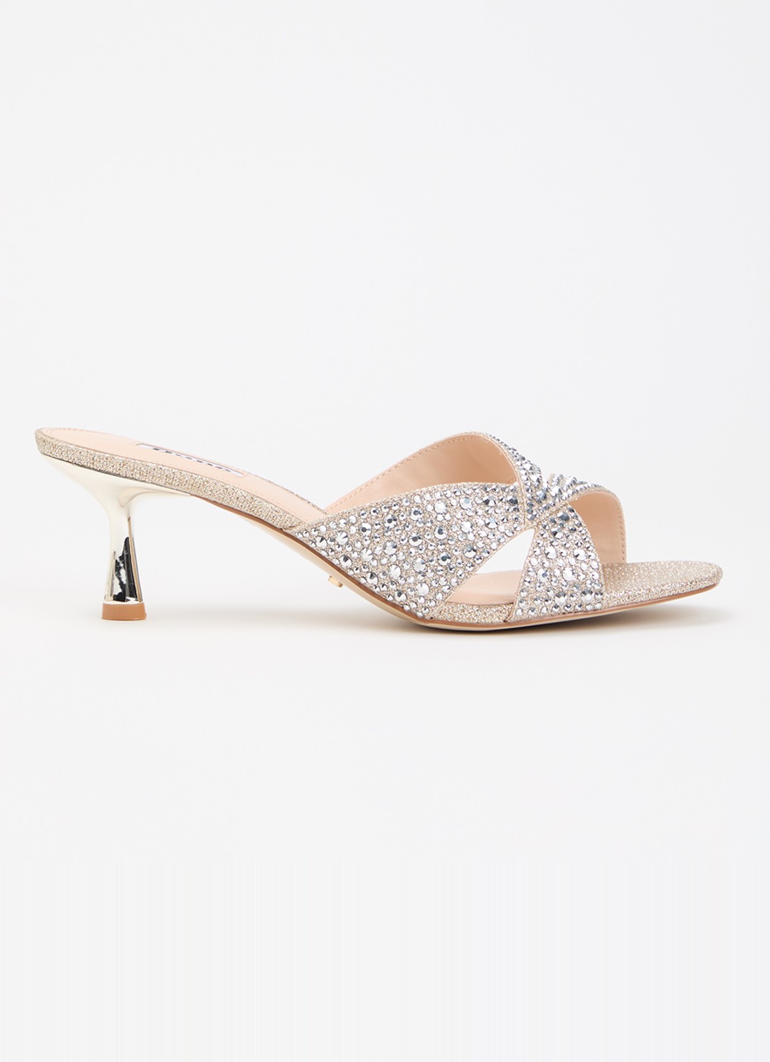 Dune London Monette muiltje met strass  - voorkant 5 zilver
