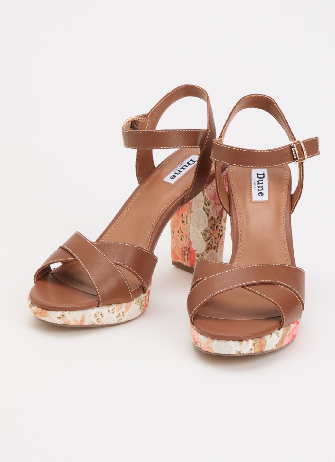 Dune London Monique sandalette met bloemenprint - detail 2 bruin