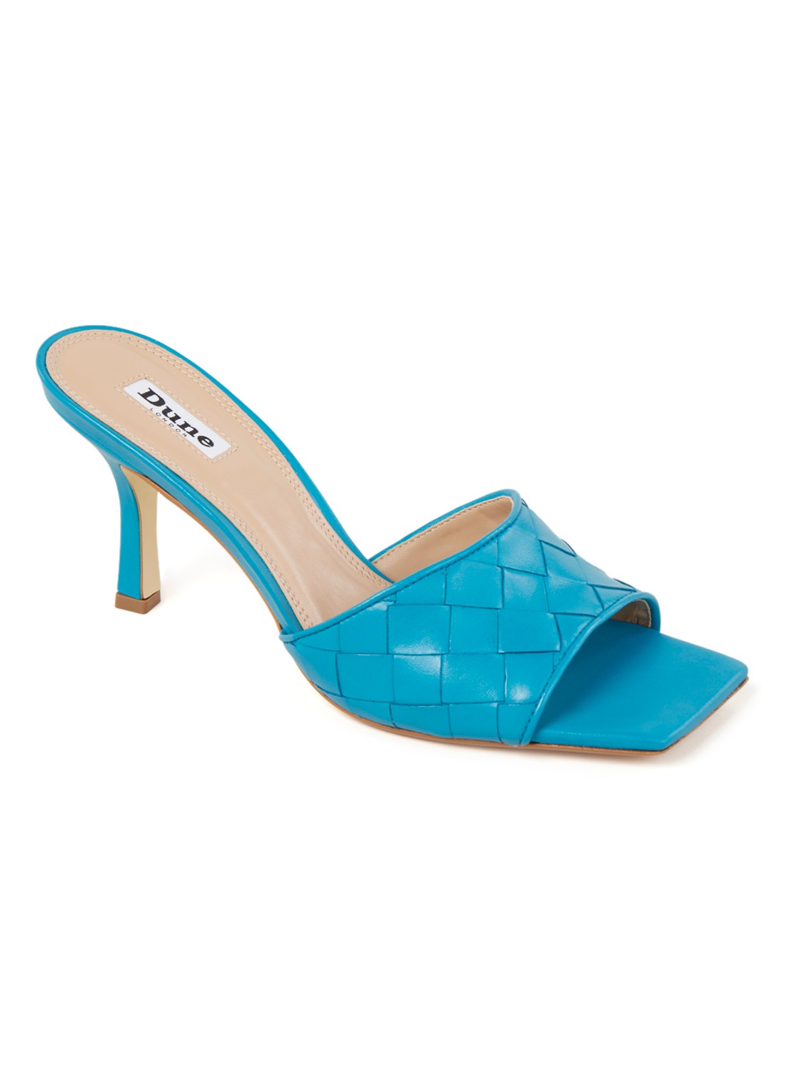 Dune London Montreal muiltje van leer - voorkant turquoise