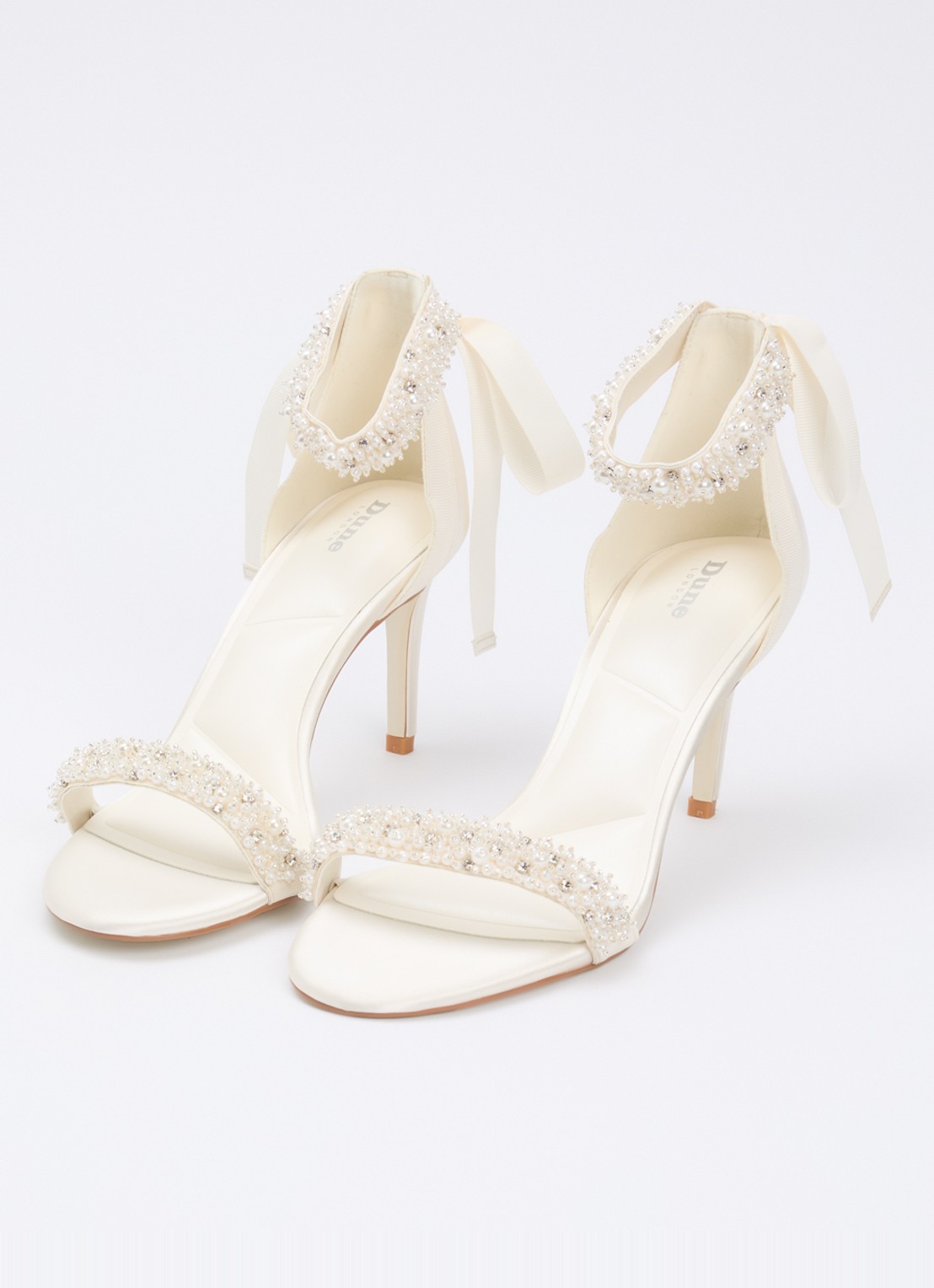 Dune London Moonstruck sandalette van satijn met strass - detail 3 ivoor
