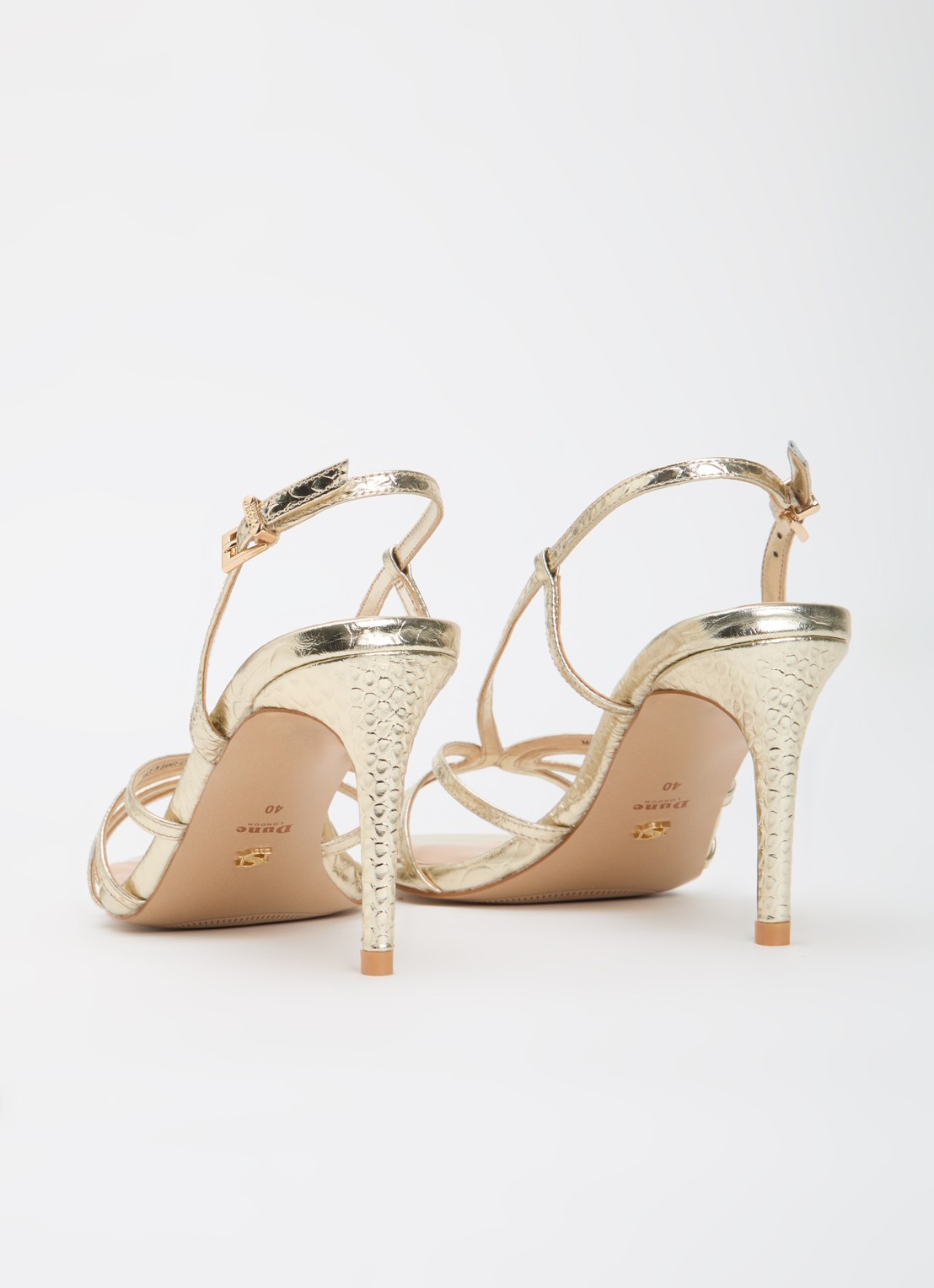 Dune London Morning sandalette van leer met metallic finish - achterkant 5 goud