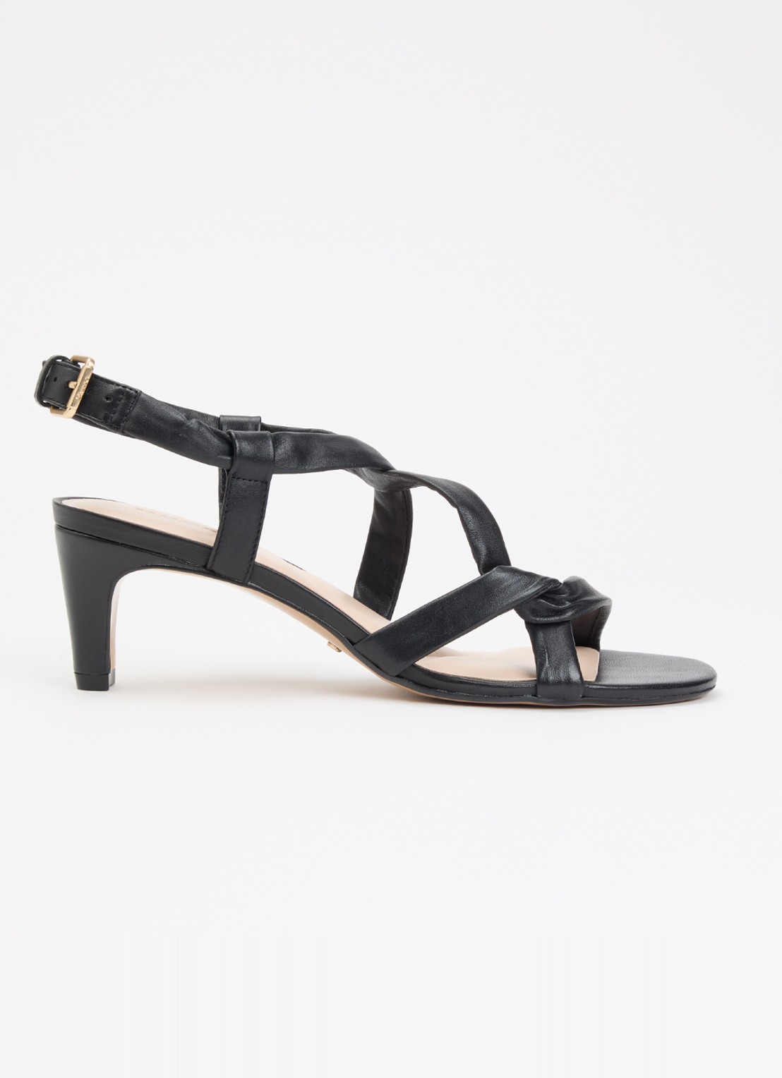 Dune London Motivating sandalette van leer - voorkant zwart