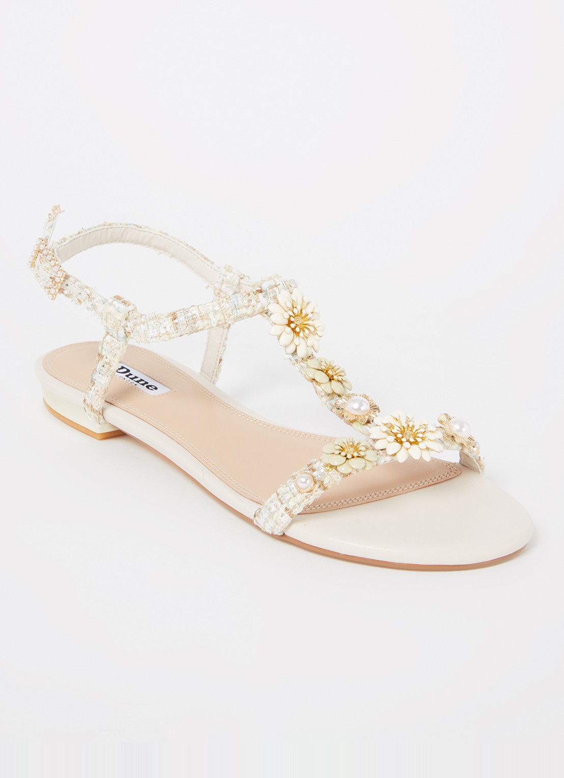 Dune London Nature sandaal met lurex - voorkant beige