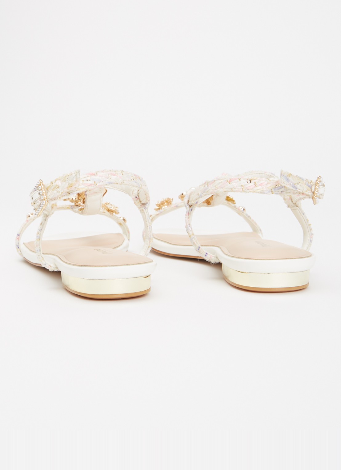 Dune London Nature sandaal met strass - achterkant 4 wit