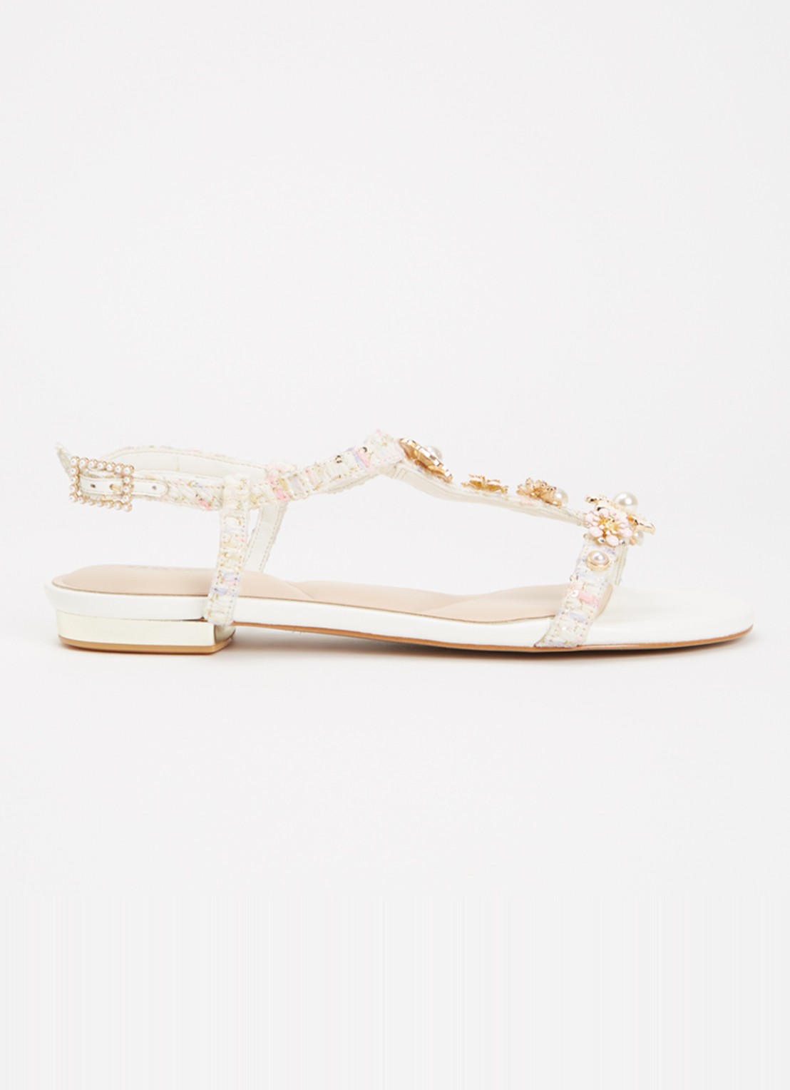 Dune London Nature sandaal met strass - voorkant 5 wit