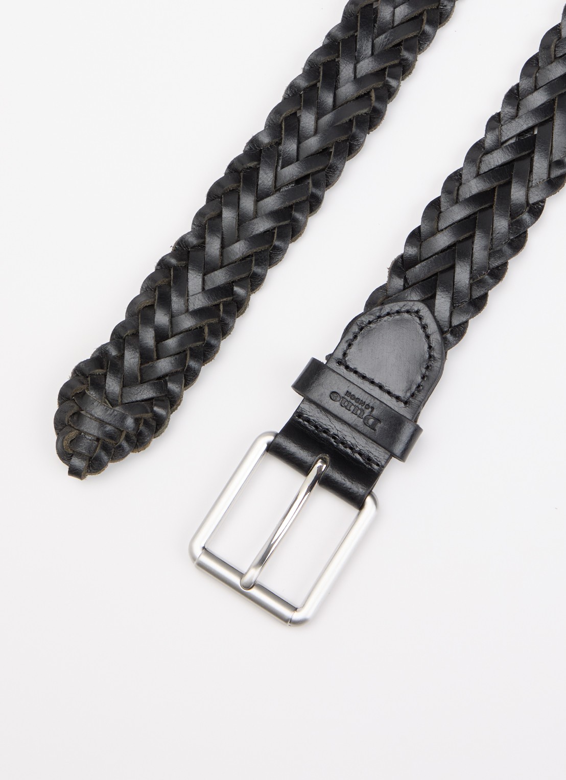 Dune London Oxlet riem van leer met gevlochten detail - detail 2 zwart