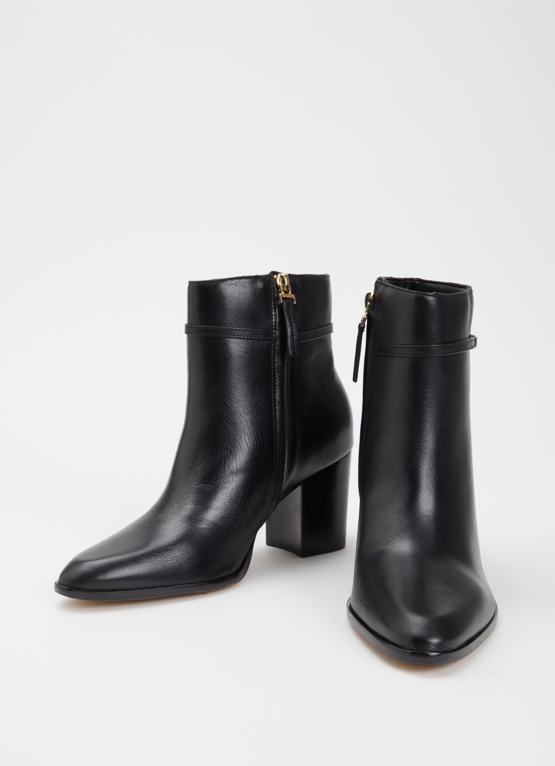 Dune London Pagety enkellaarjes van leer met gespdetail - detail 2 zwart
