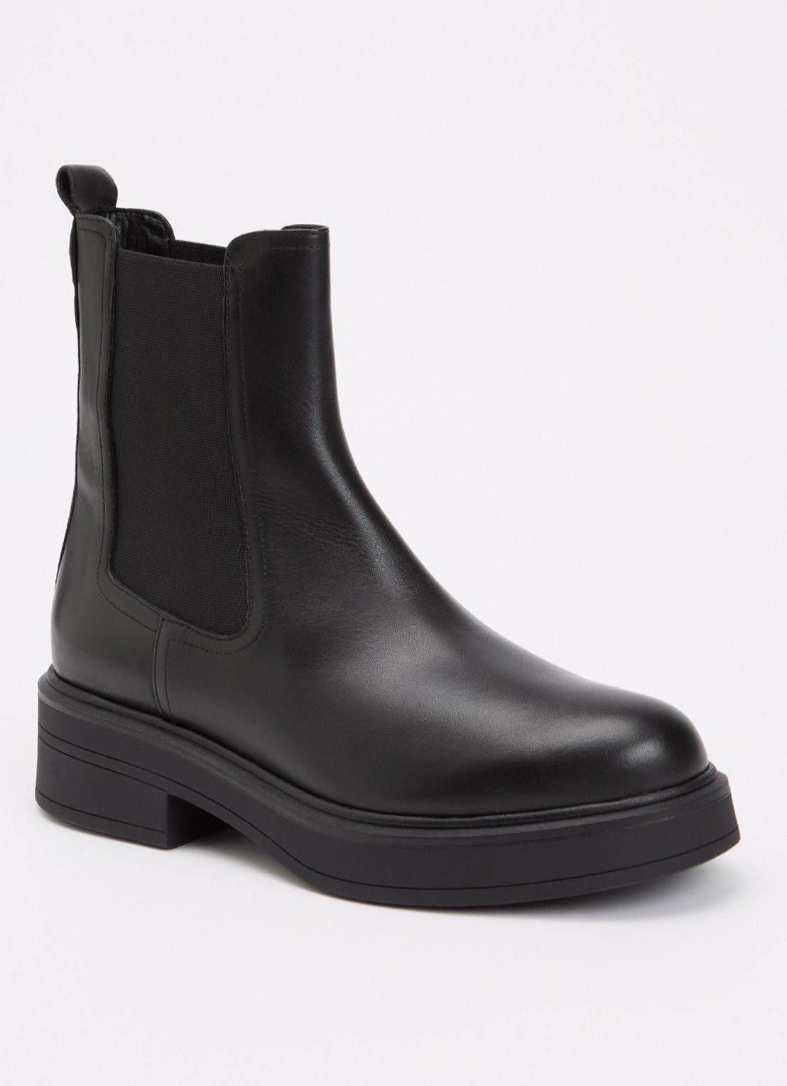 Dune London Palomie chelsea boot van leer - voorkant zwart