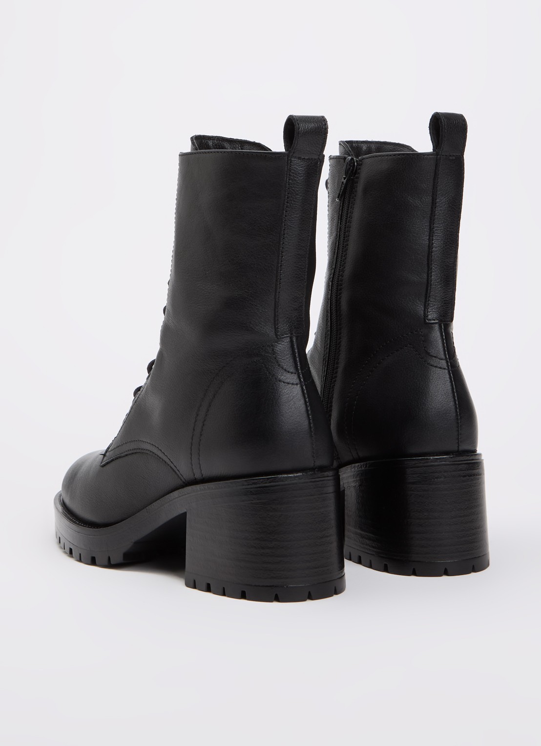 Dune London Patiently biker boot van leer - achterkant zwart
