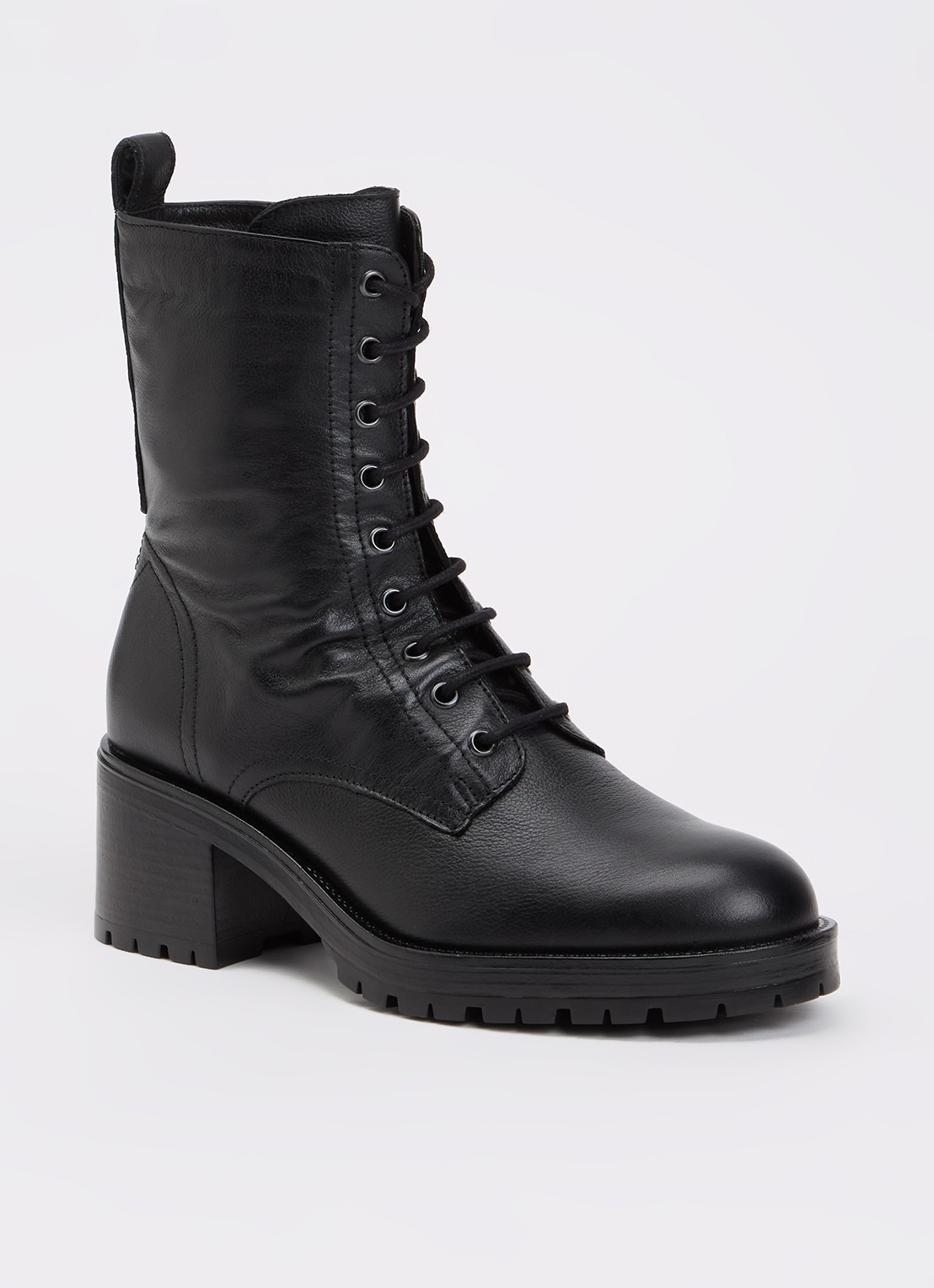 Dune London Patiently biker boot van leer - voorkant 2 zwart