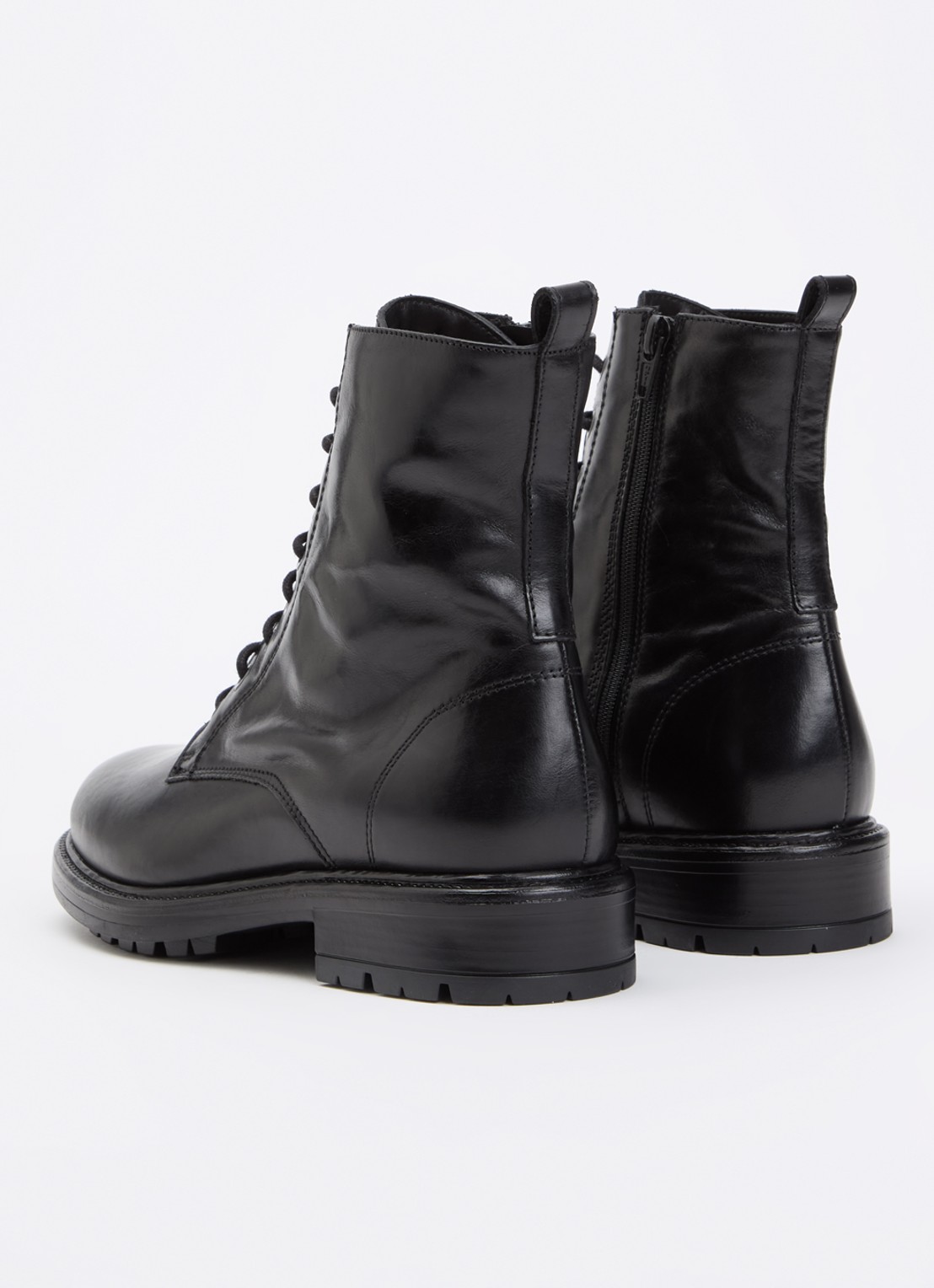 Dune London Patley biker boot van leer - achterkant zwart