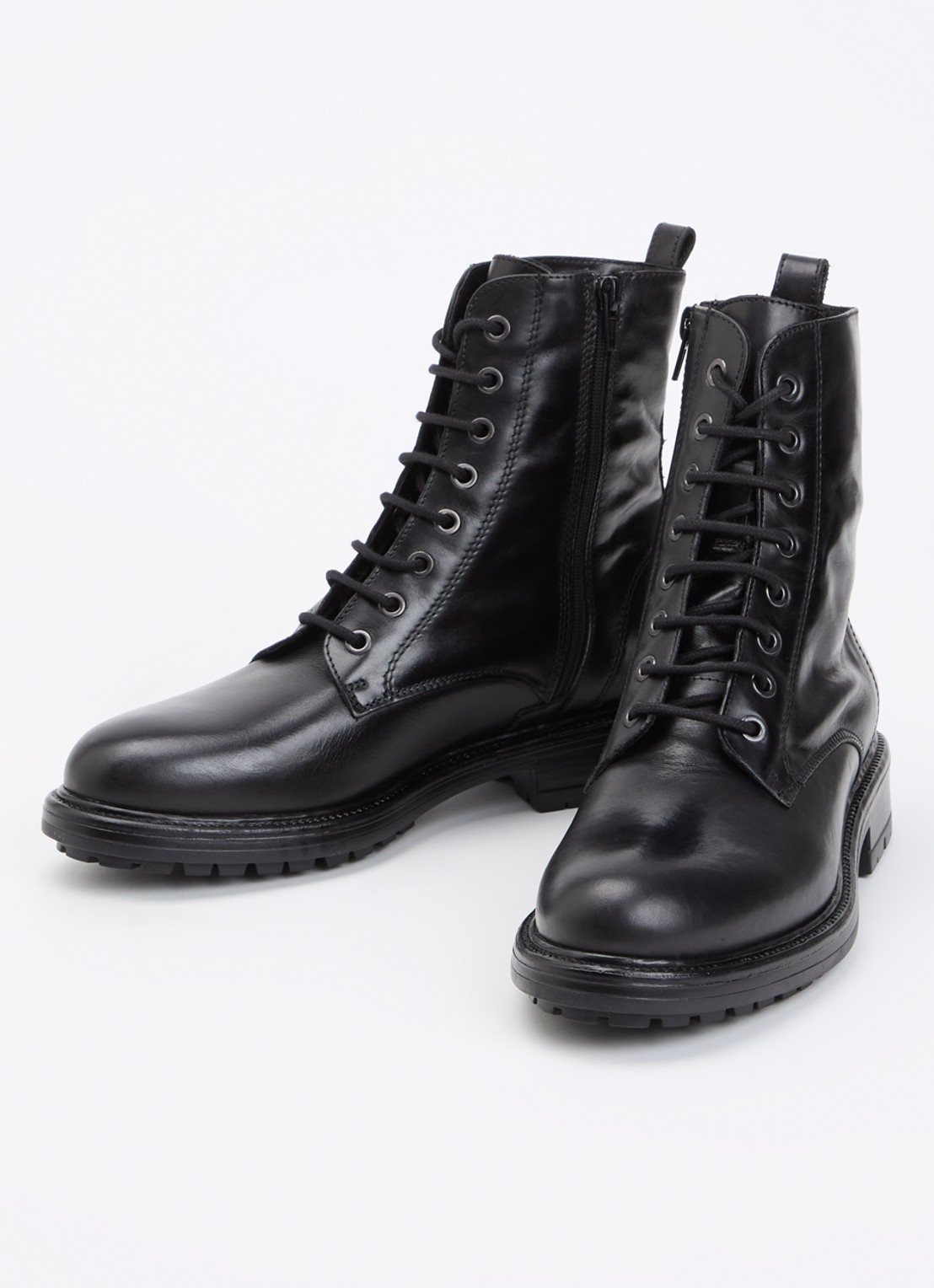 Dune London Patley biker boot van leer - detail 3 zwart