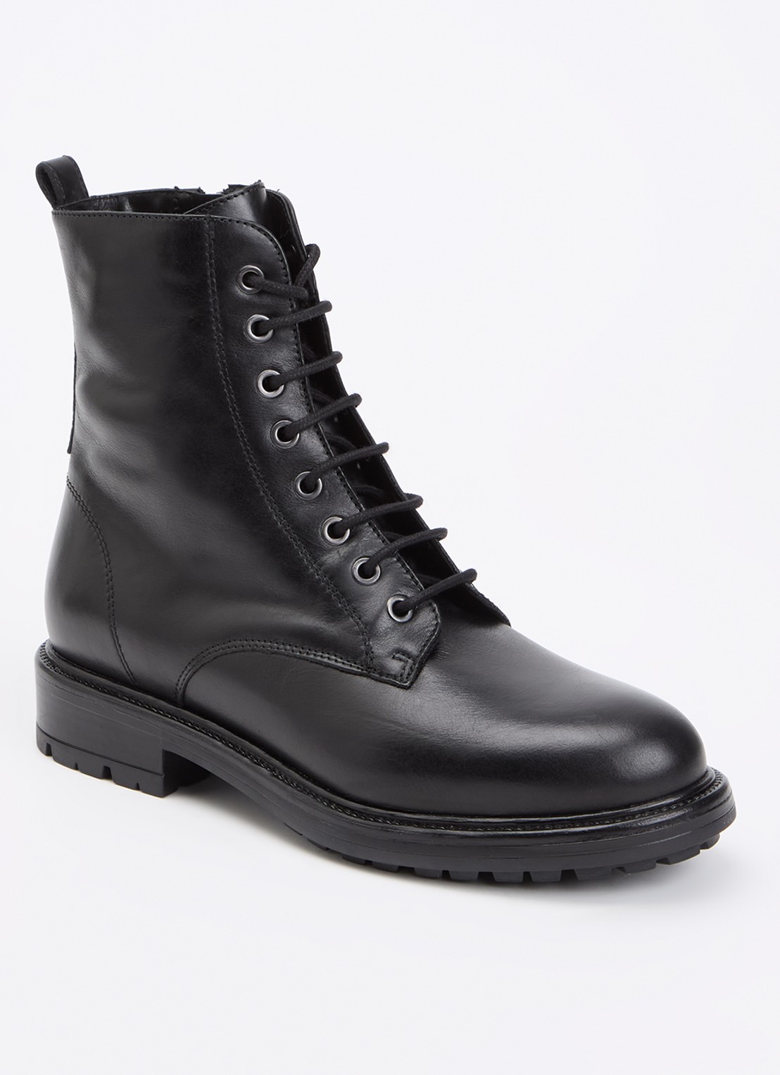 Dune London Patley biker boot van leer - voorkant 2 zwart