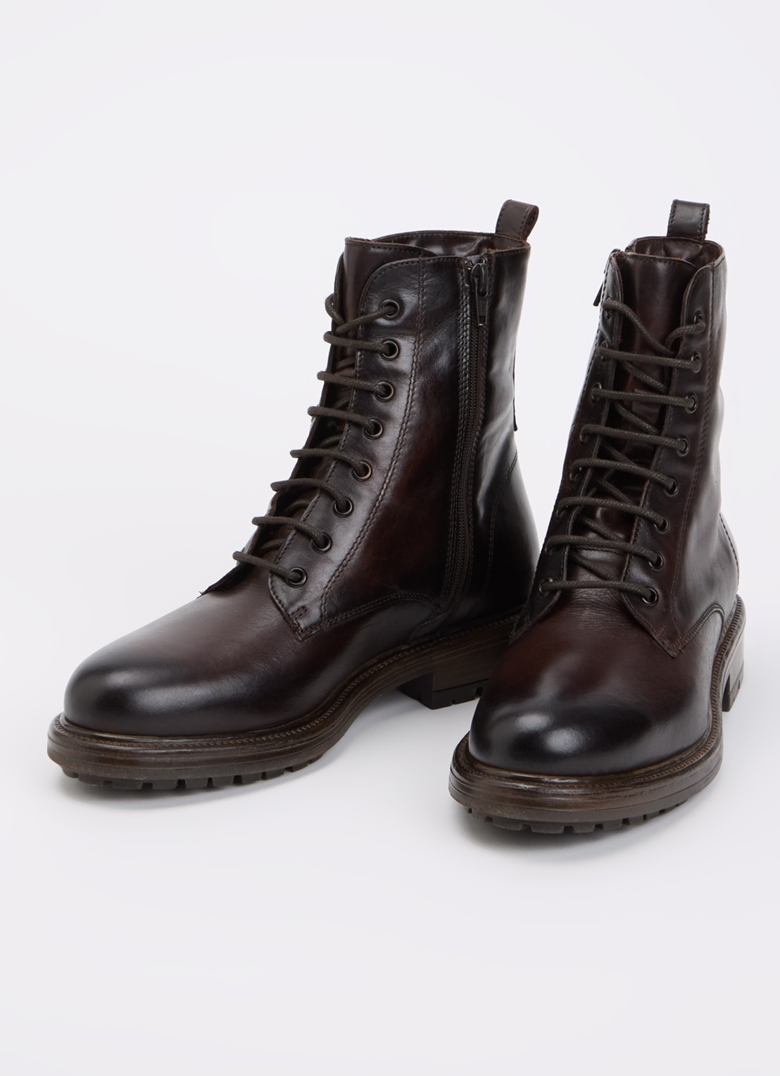 Dune London Patley biker boot van leer - detail bruin