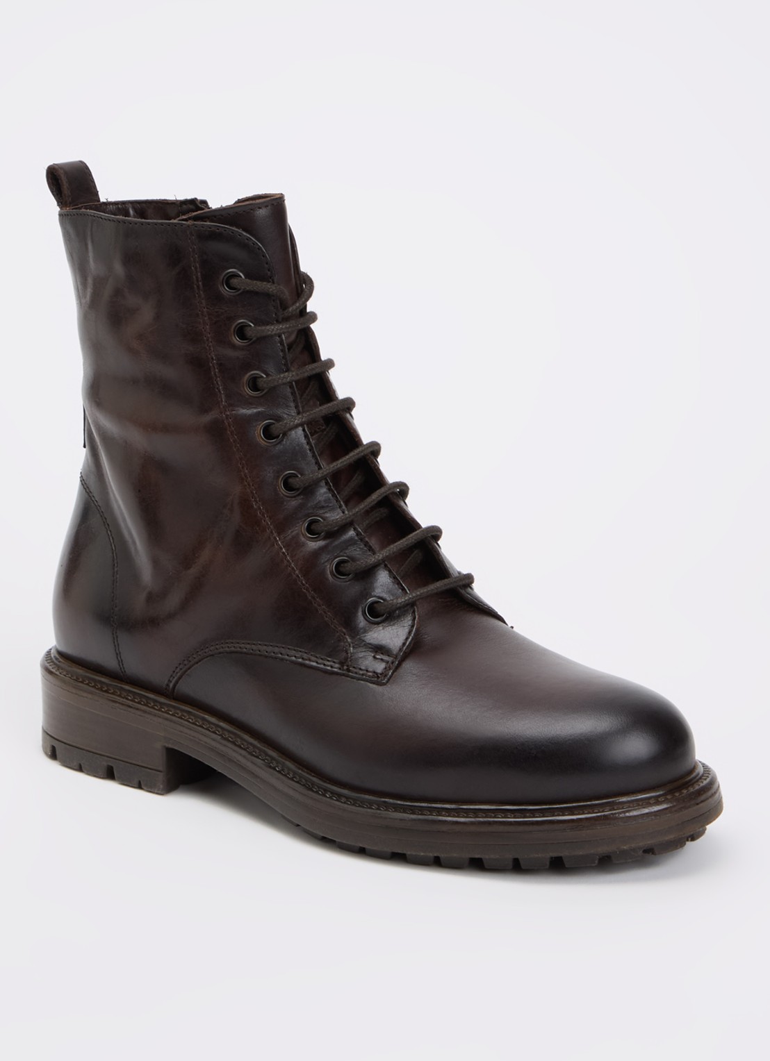 Dune London Patley biker boot van leer - voorkant 3 bruin