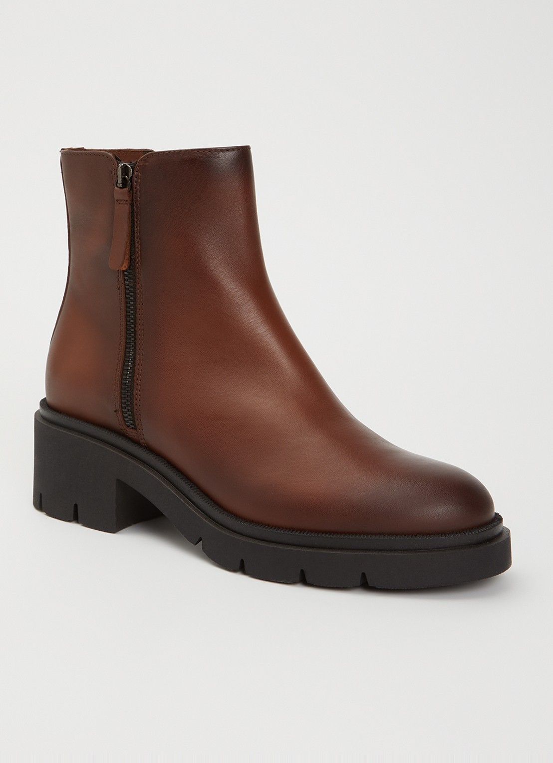 Dune London Paving enkellaarsje van leer - voorkant 3 bruin
