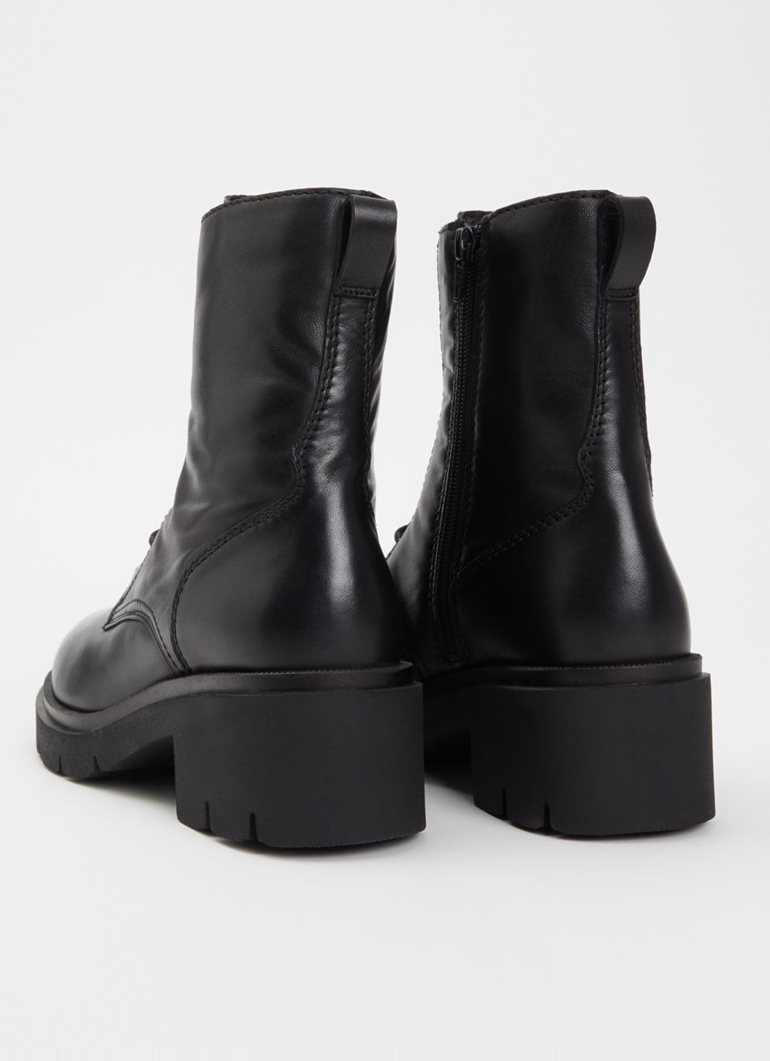 Dune London Pion bikerboot van leer  - achterkant zwart