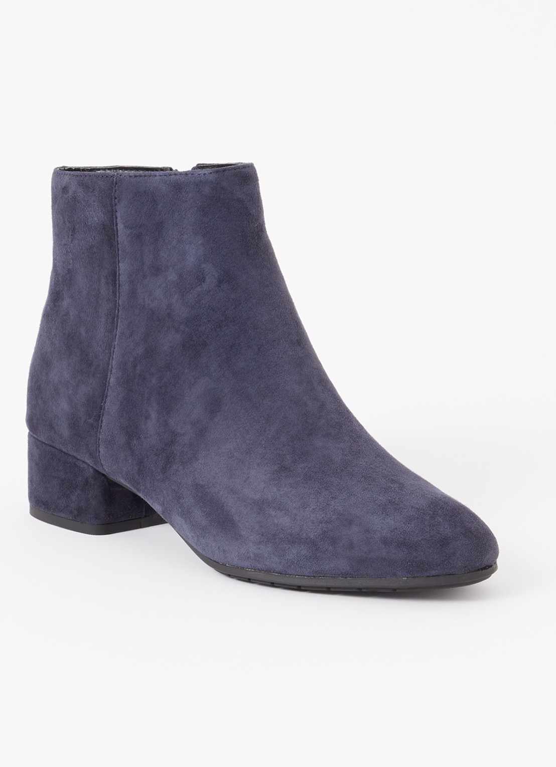 Dune London Pippie enkellaarsje van leer - voorkant donkerblauw