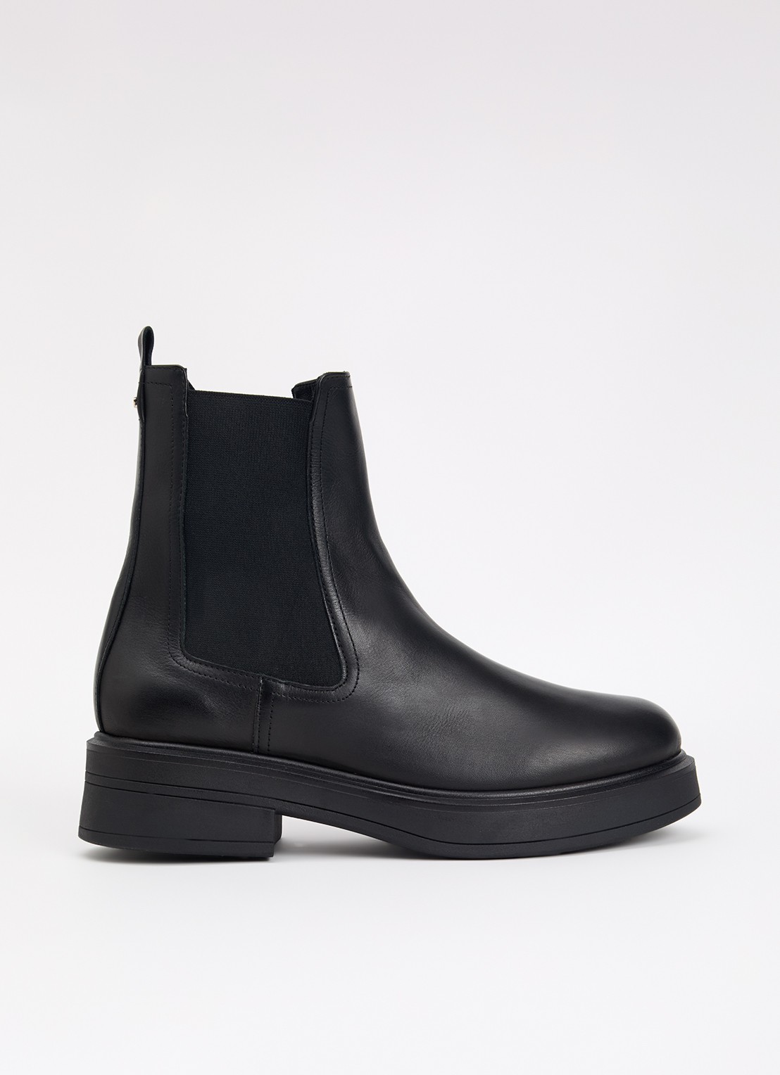 Dune London Pixx chelsea boot van leer - voorkant zwart