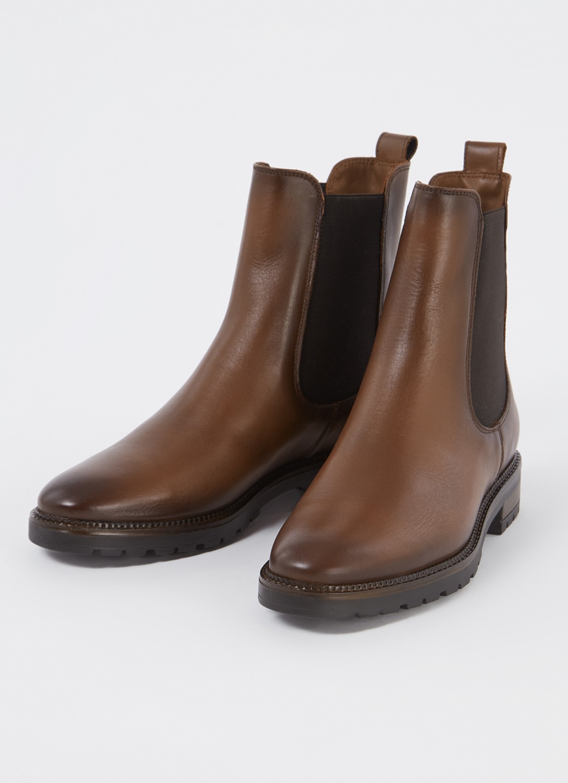 Dune London Poema chelsea boot van leer - detail 3 kastanjebruin