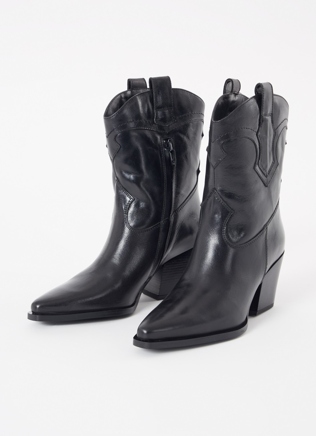 Dune London Ponty cowboylaars van leer - detail 2 zwart