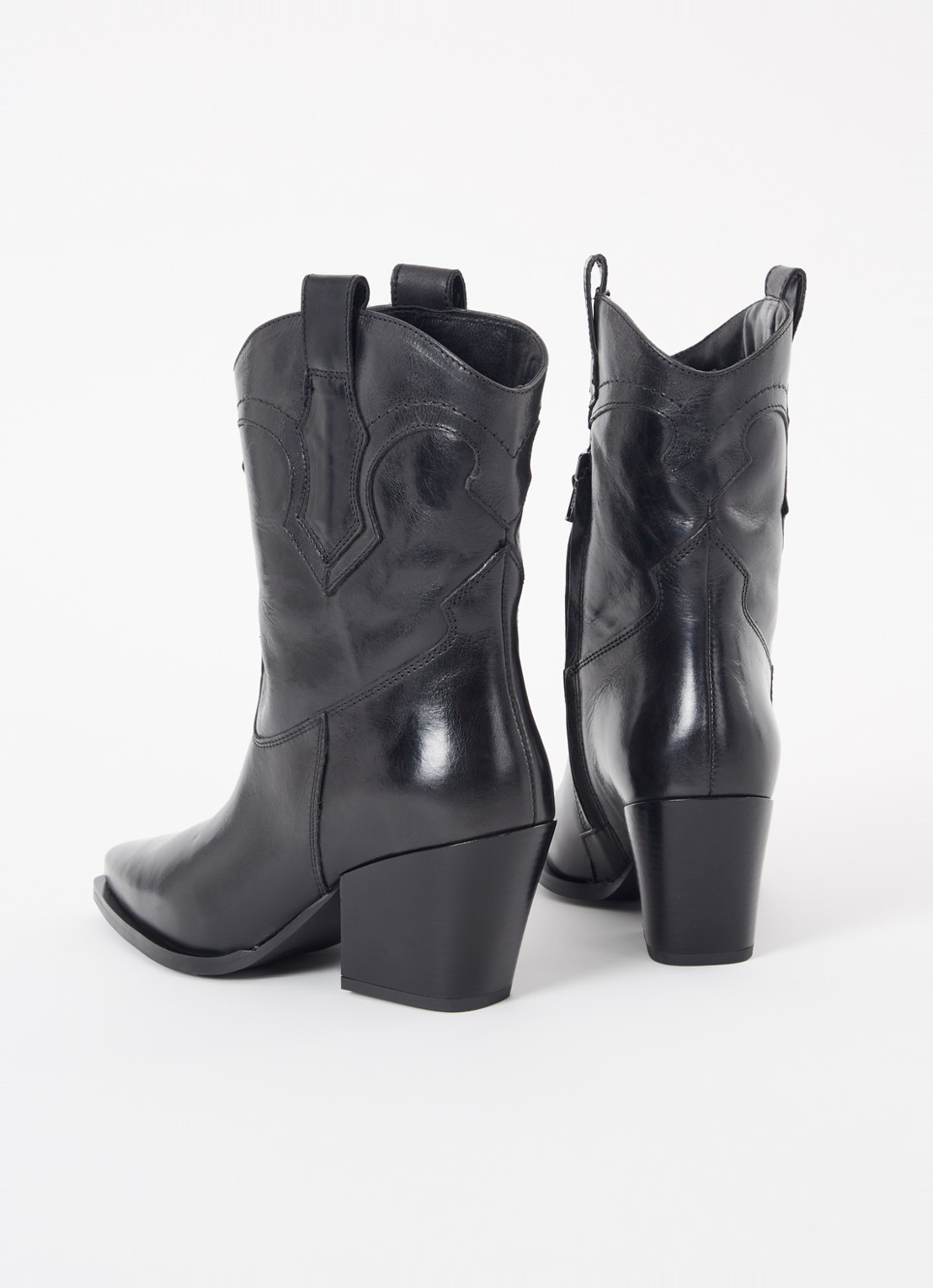Dune London Ponty cowboylaars van leer - detail 3 zwart