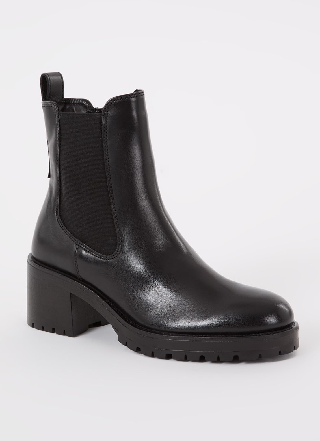 Dune London Positivity chelsea boot van leer - voorkant zwart