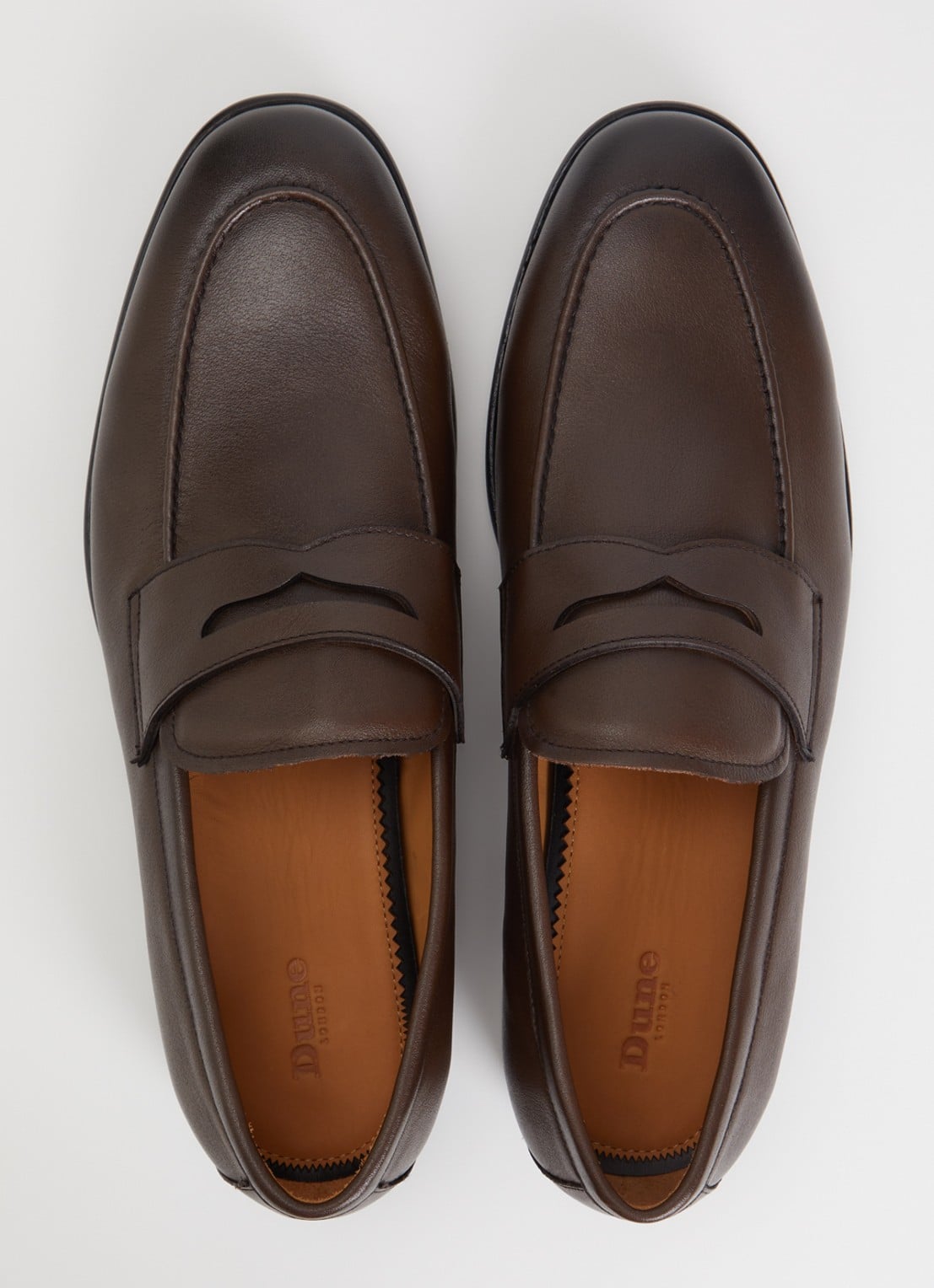Dune London Salford loafer van leer - detail 3 donkerbruin