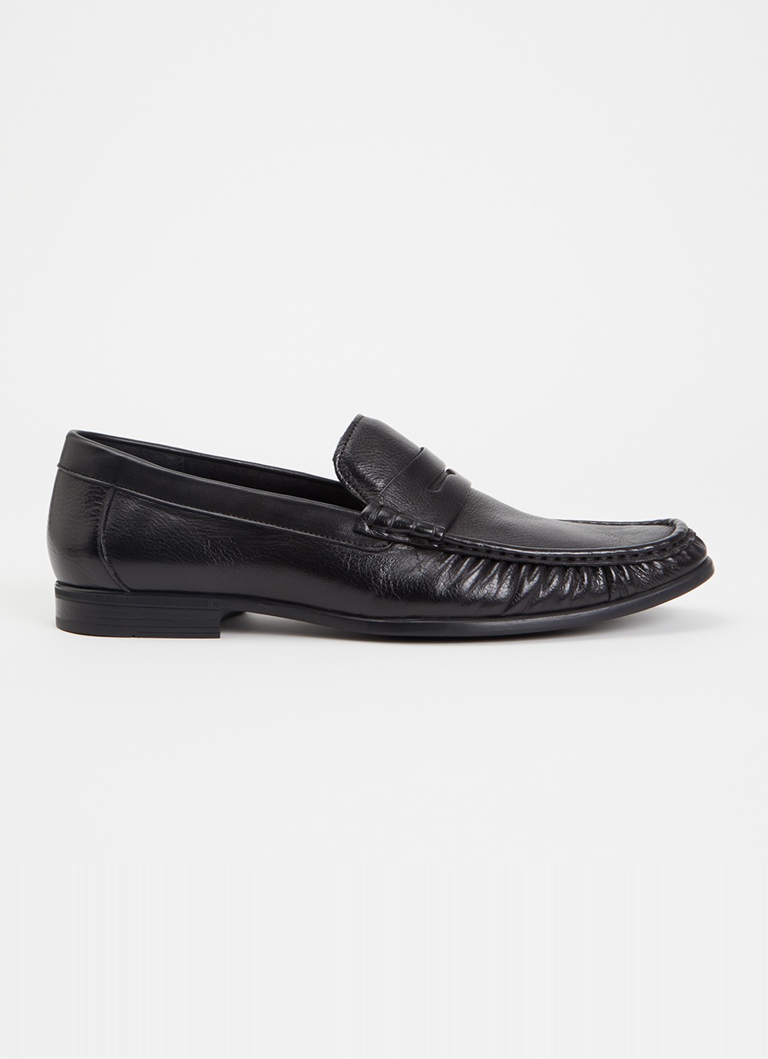 Dune London Sammi loafer van leer  - voorkant 4 zwart