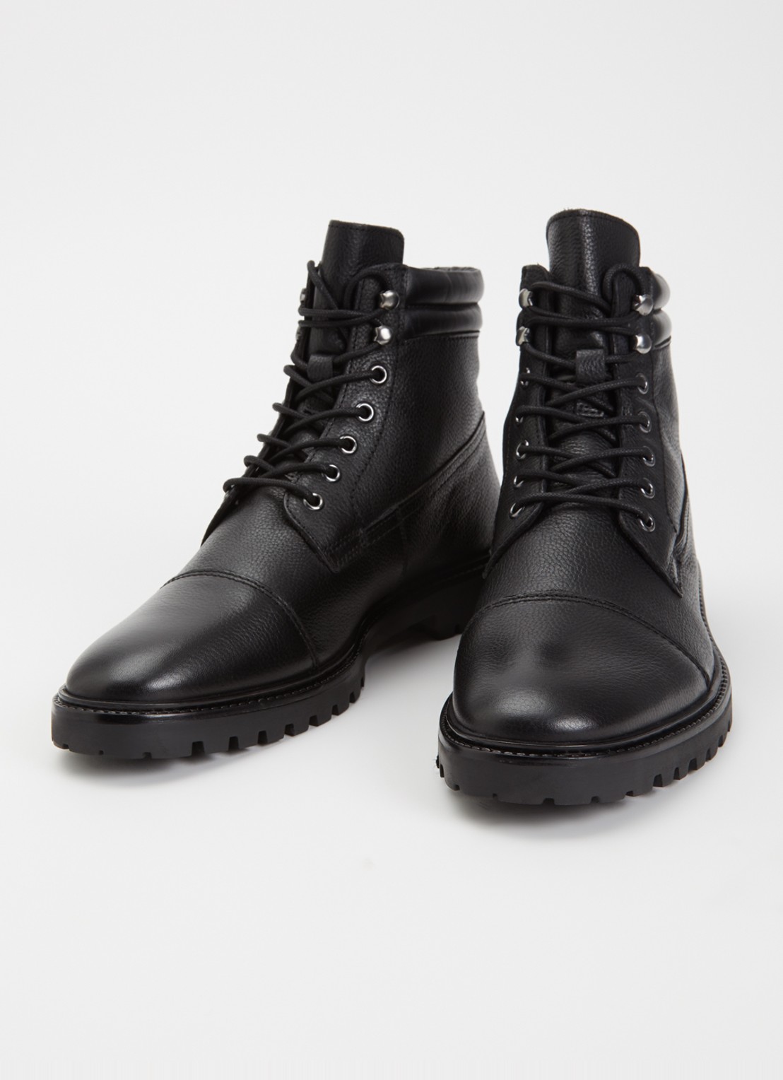 Dune London Sawyeer veterboot van leer - detail zwart
