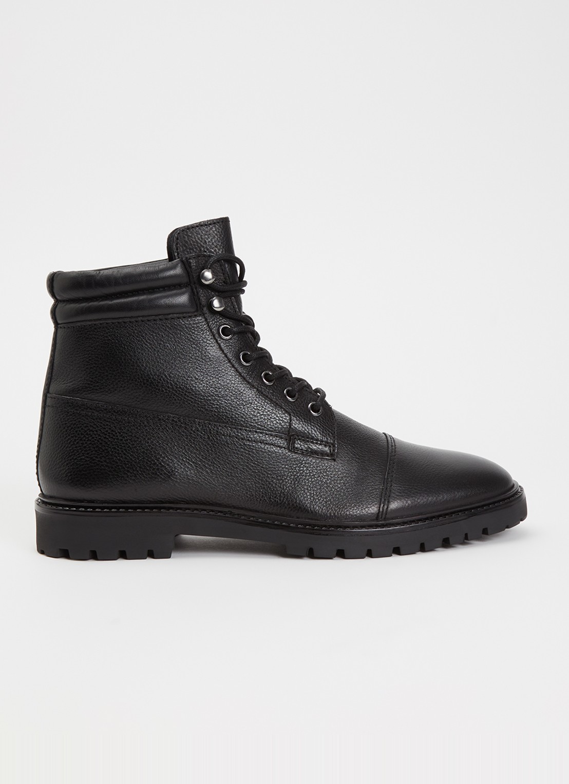 Dune London Sawyeer veterboot van leer - voorkant 4 zwart