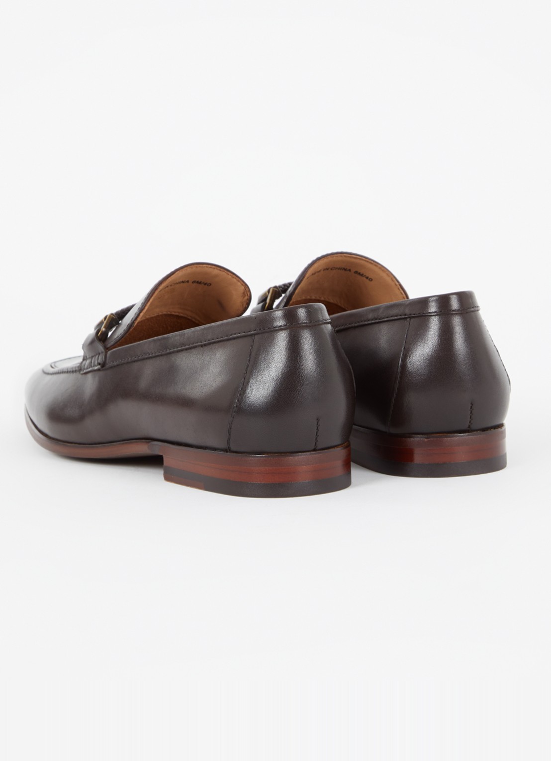 Dune London Scilly loafer van leer met horsebit - achterkant 6 donkerbruin