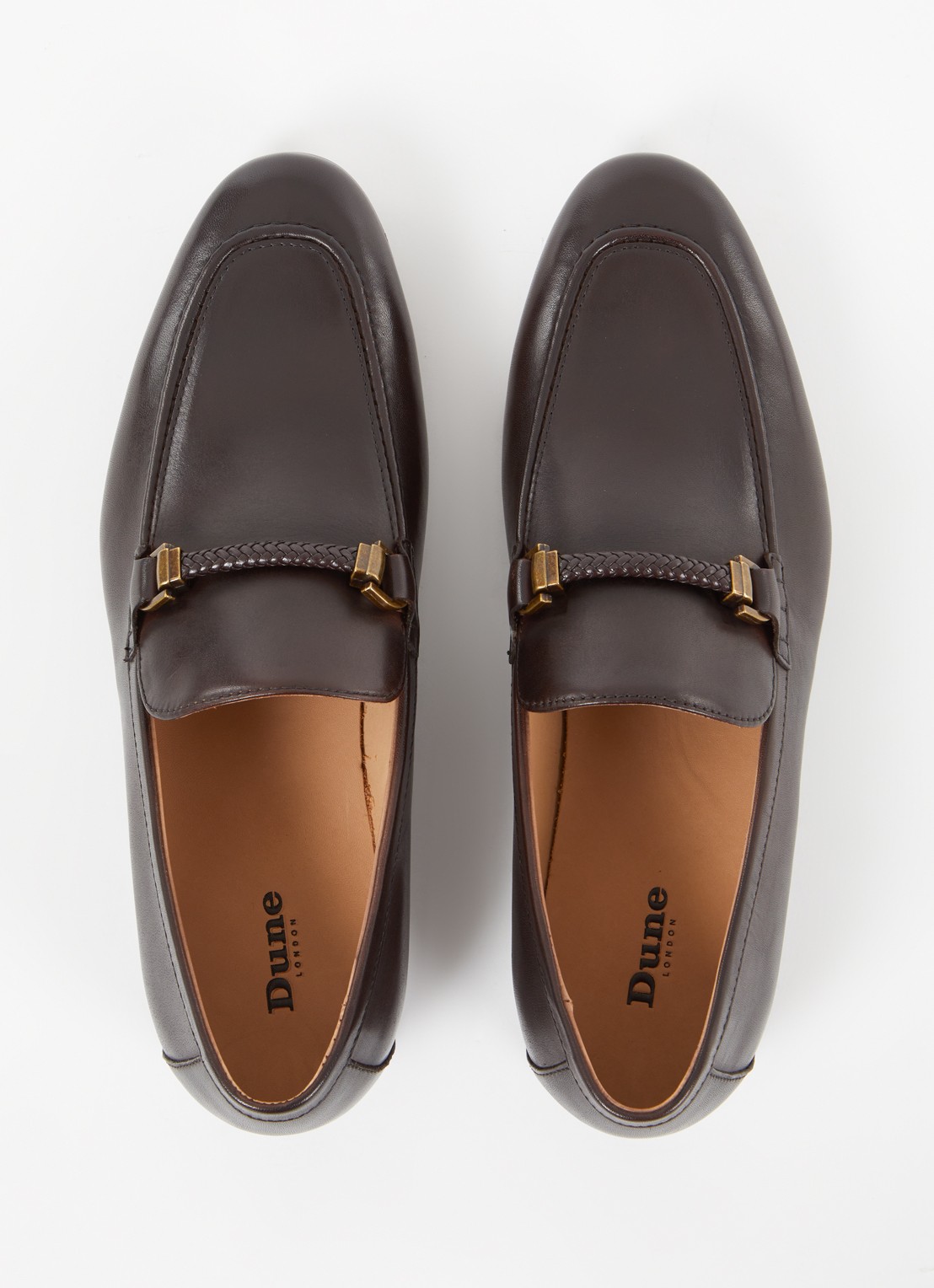 Dune London Scilly loafer van leer met horsebit - detail 2 donkerbruin