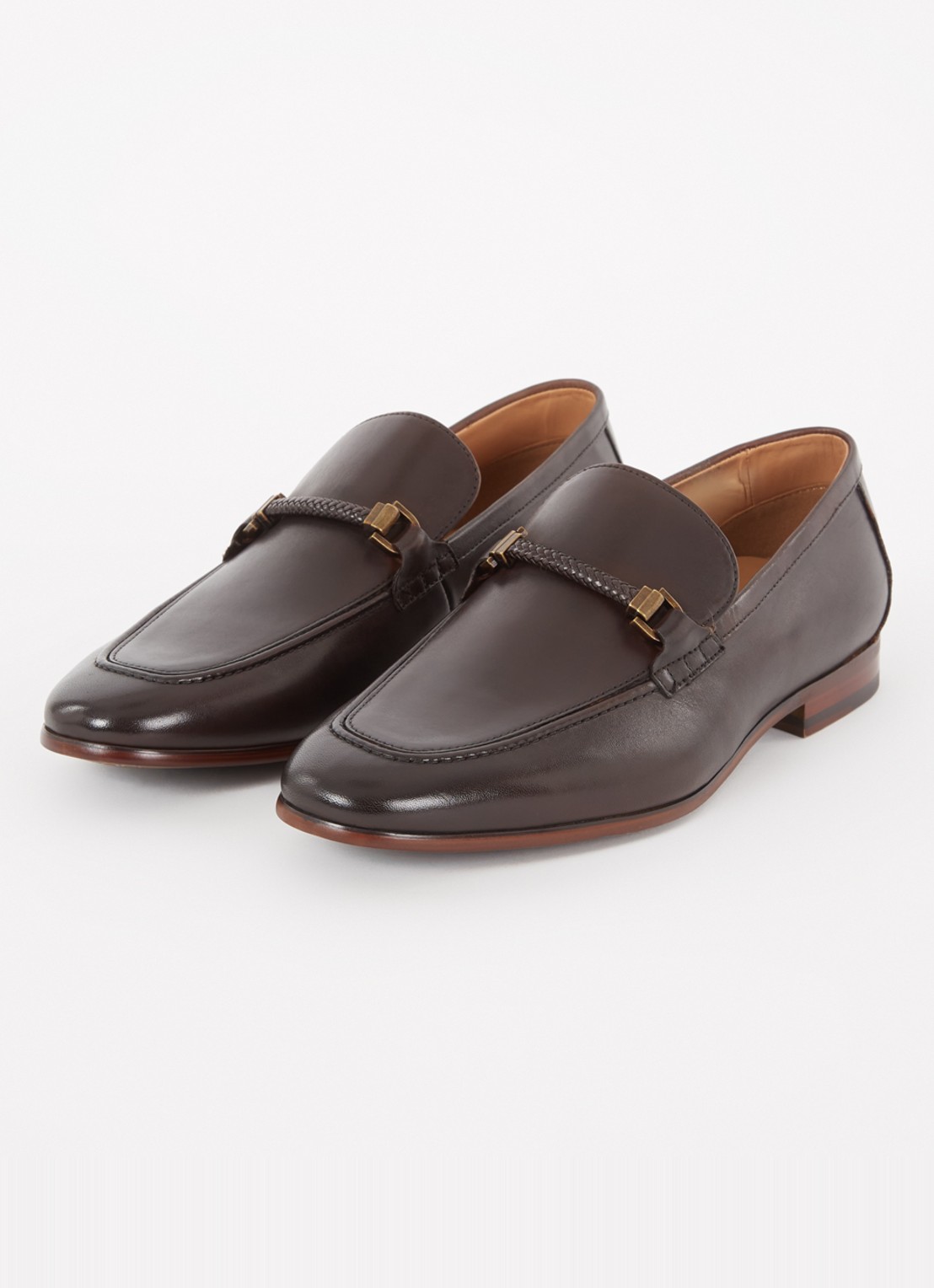 Dune London Scilly loafer van leer met horsebit - detail 4 donkerbruin