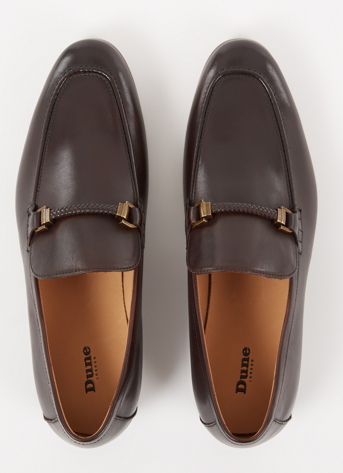 Dune London Scilly loafer van leer met horsebit - detail 5 donkerbruin