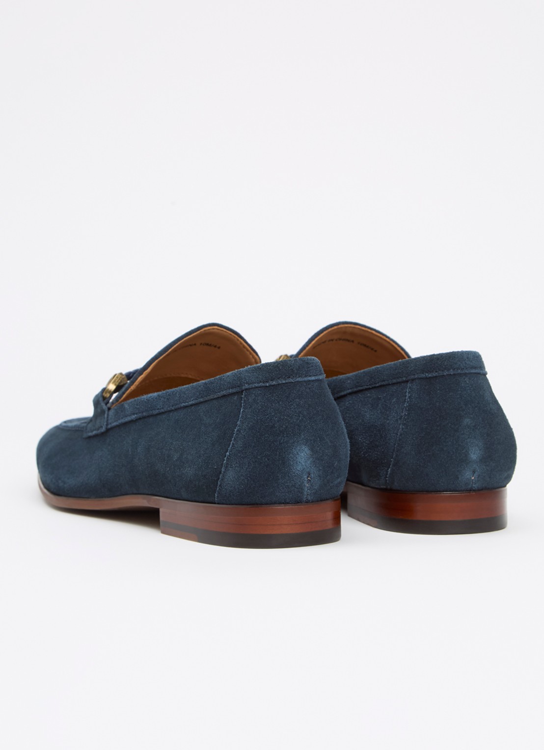 Dune London Scilly loafer van leer met horsebit - achterkant donkerblauw