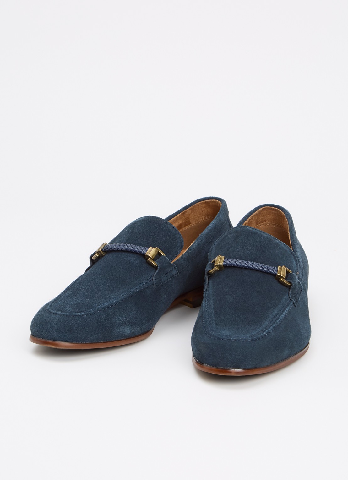 Dune London Scilly loafer van leer met horsebit - detail 3 donkerblauw