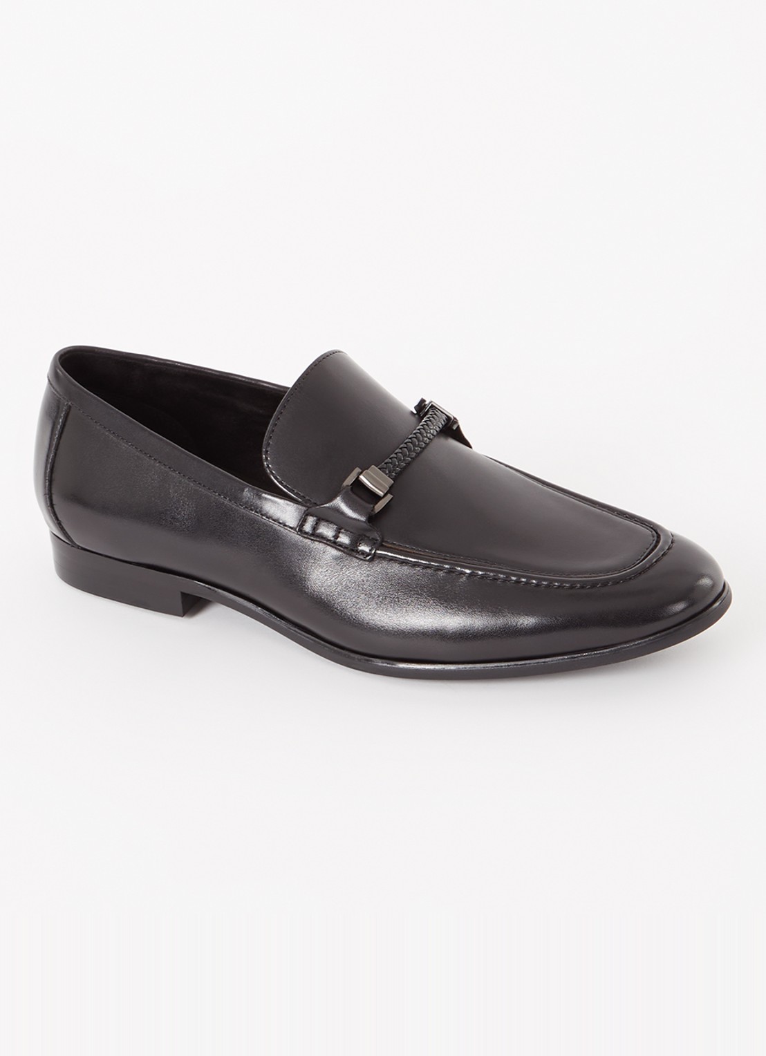 Dune London Scilly loafer van leer met horsebit - voorkant 4 zwart