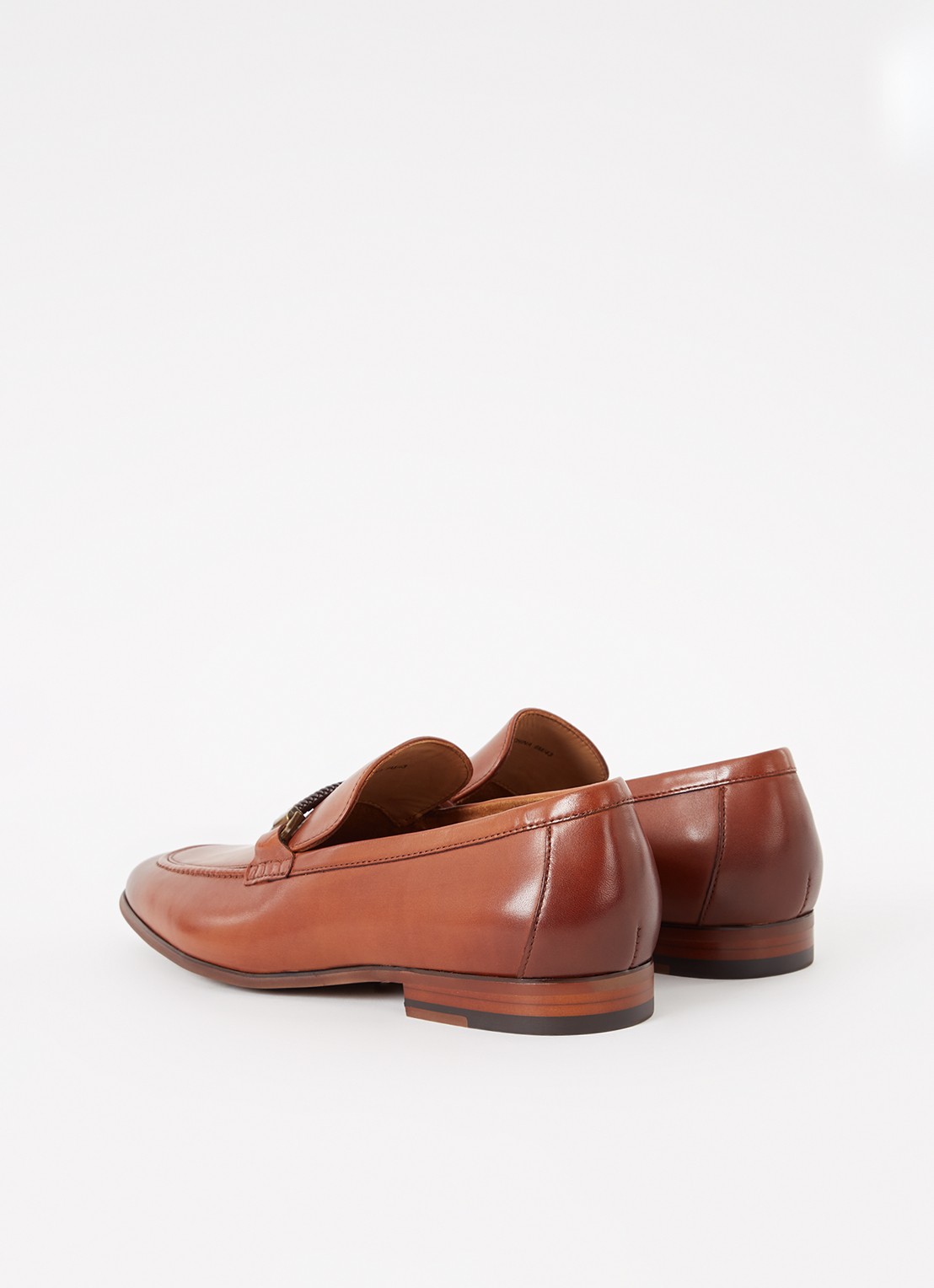 Dune London Scilly loafer van leer met horsebit - achterkant hazelnootbruin