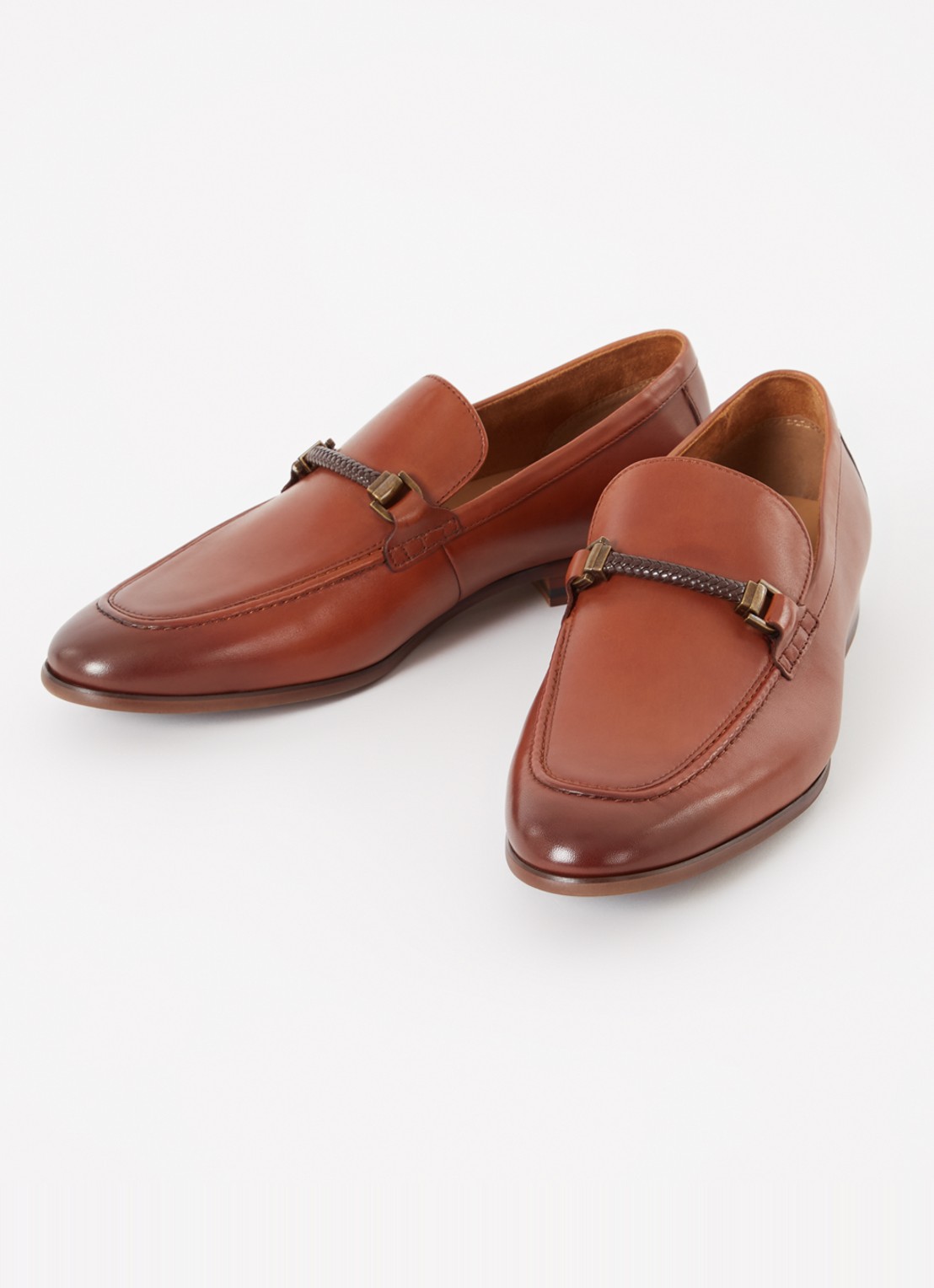 Dune London Scilly loafer van leer met horsebit - detail 3 hazelnootbruin