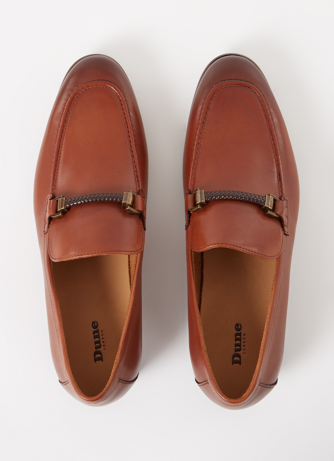 Dune London Scilly loafer van leer met horsebit - detail 4 hazelnootbruin