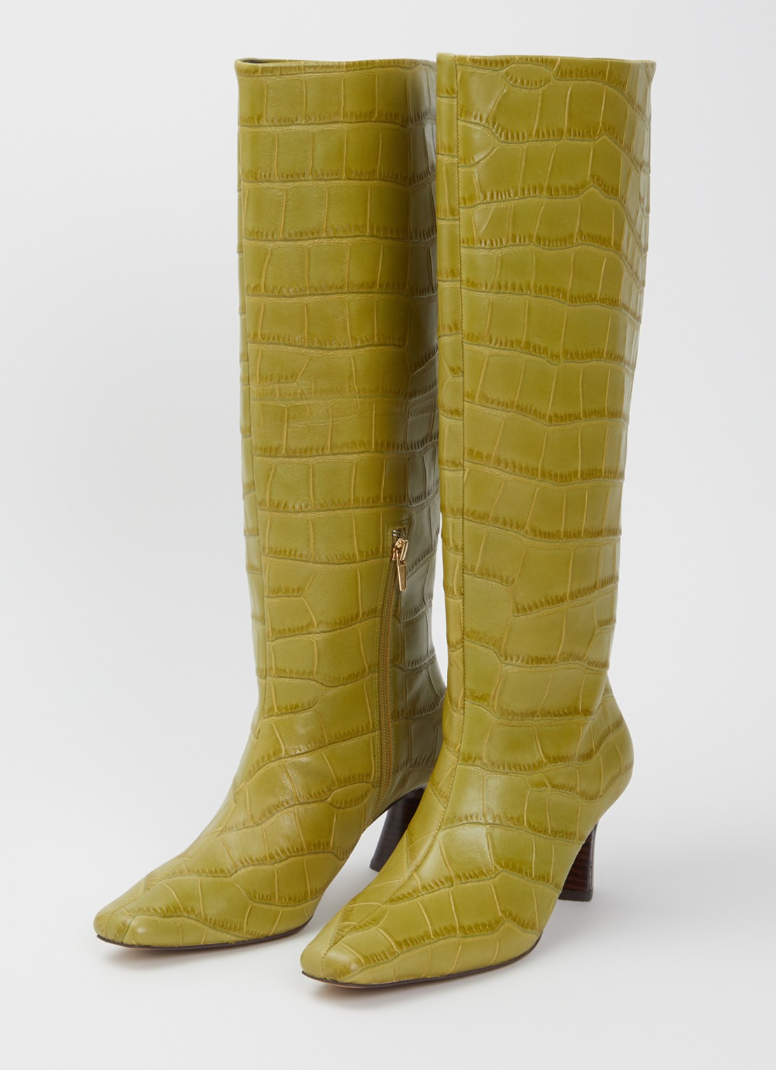 Dune London Selinni laars van leer - detail 3 mosgroen