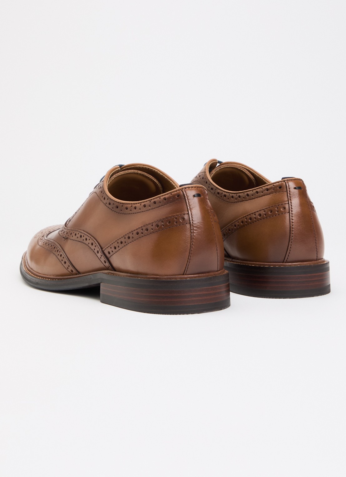 Dune London Senser brogue van leer  - achterkant 4 bruin