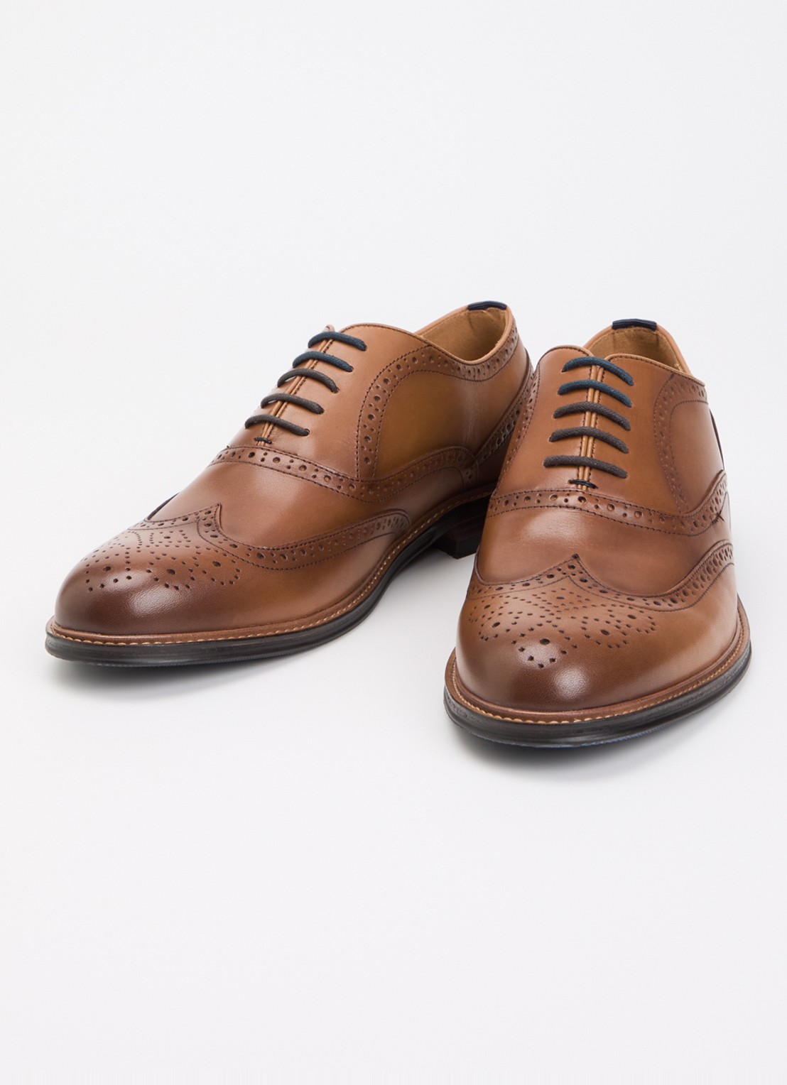 Dune London Senser brogue van leer  - detail bruin